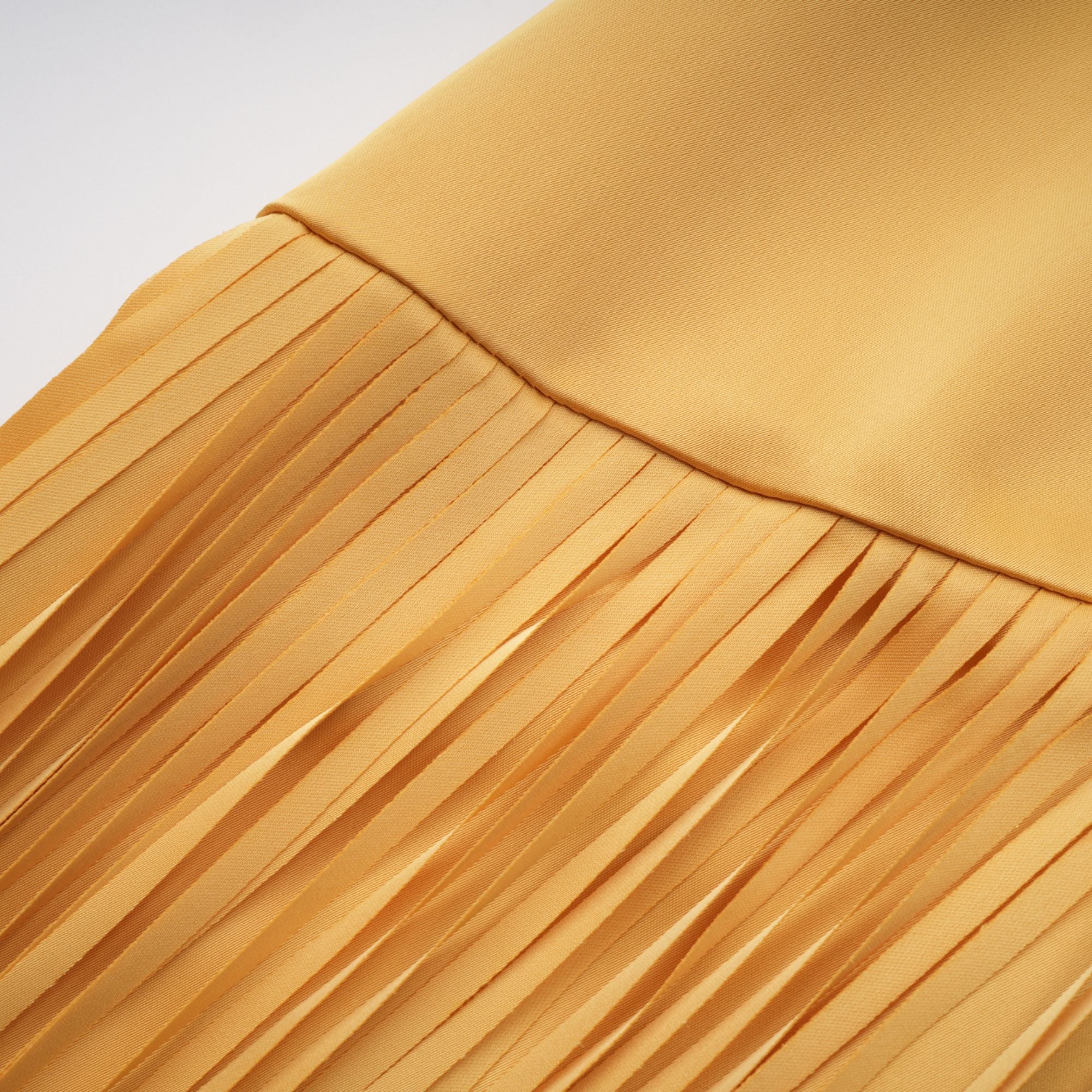 Yellow Fringed Caped Gown