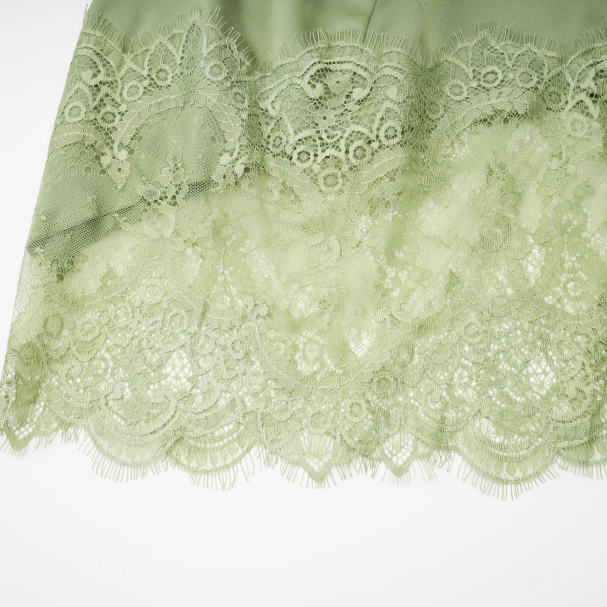 Lace Top & Lace Hankerchief Skirt in Sage