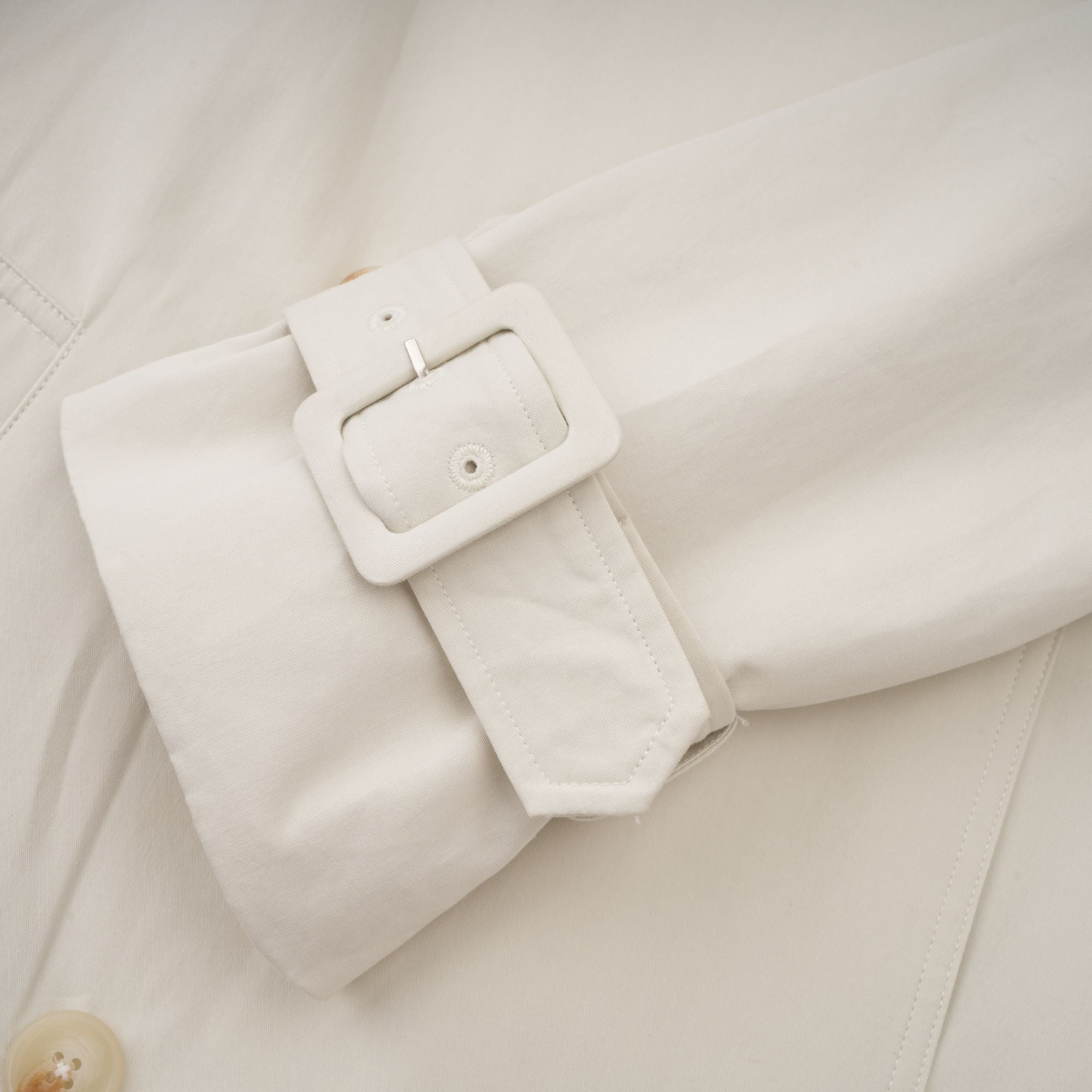 Bruyère White Double-Breasted Long Trench Coat