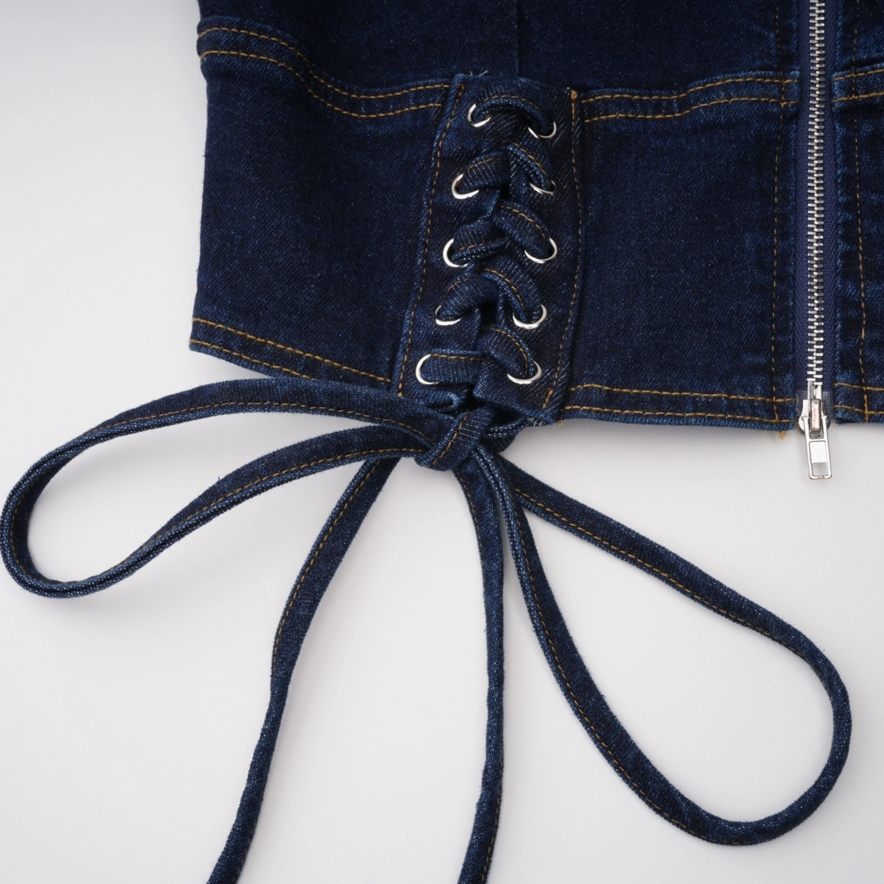 Kiona Indigo Blue Denim Lace-Up Co-ord Set