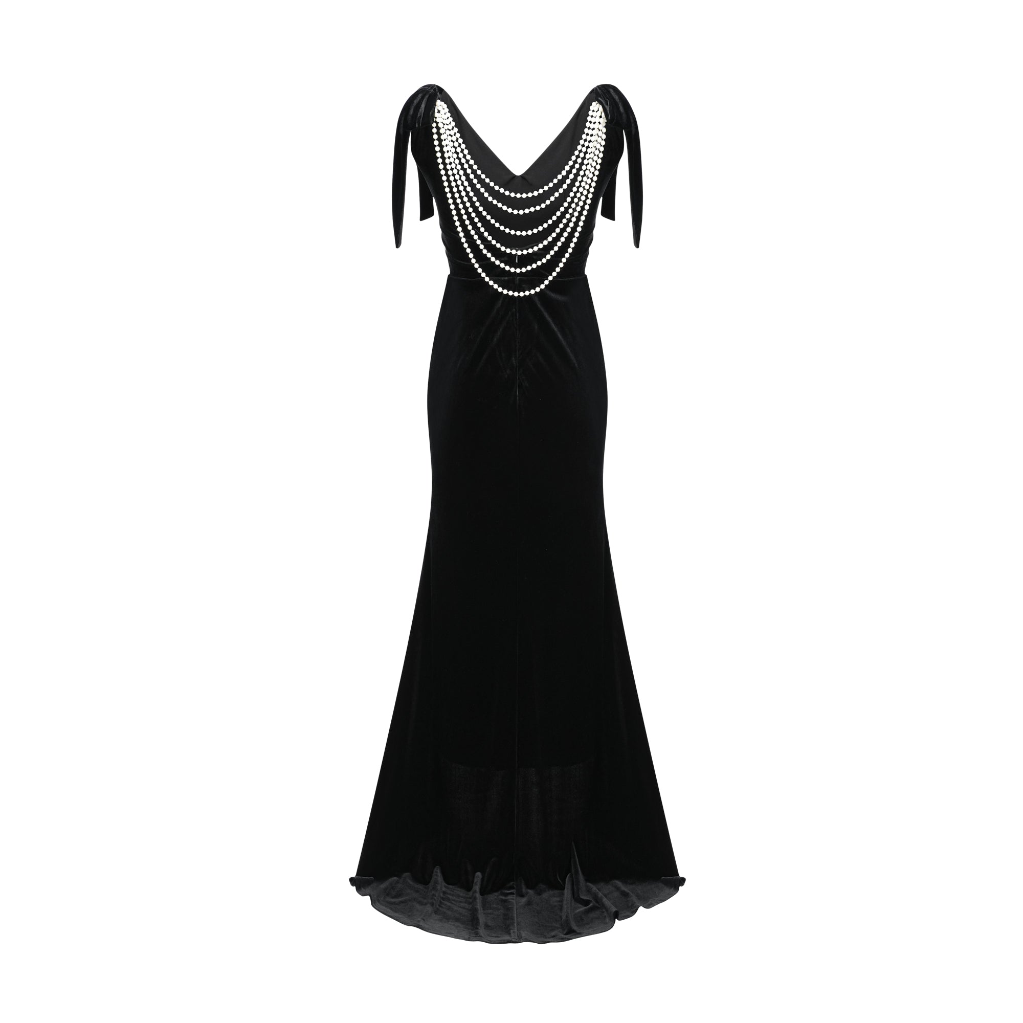 Audrey Embellished Velvet Open-Back Maxi Dress
