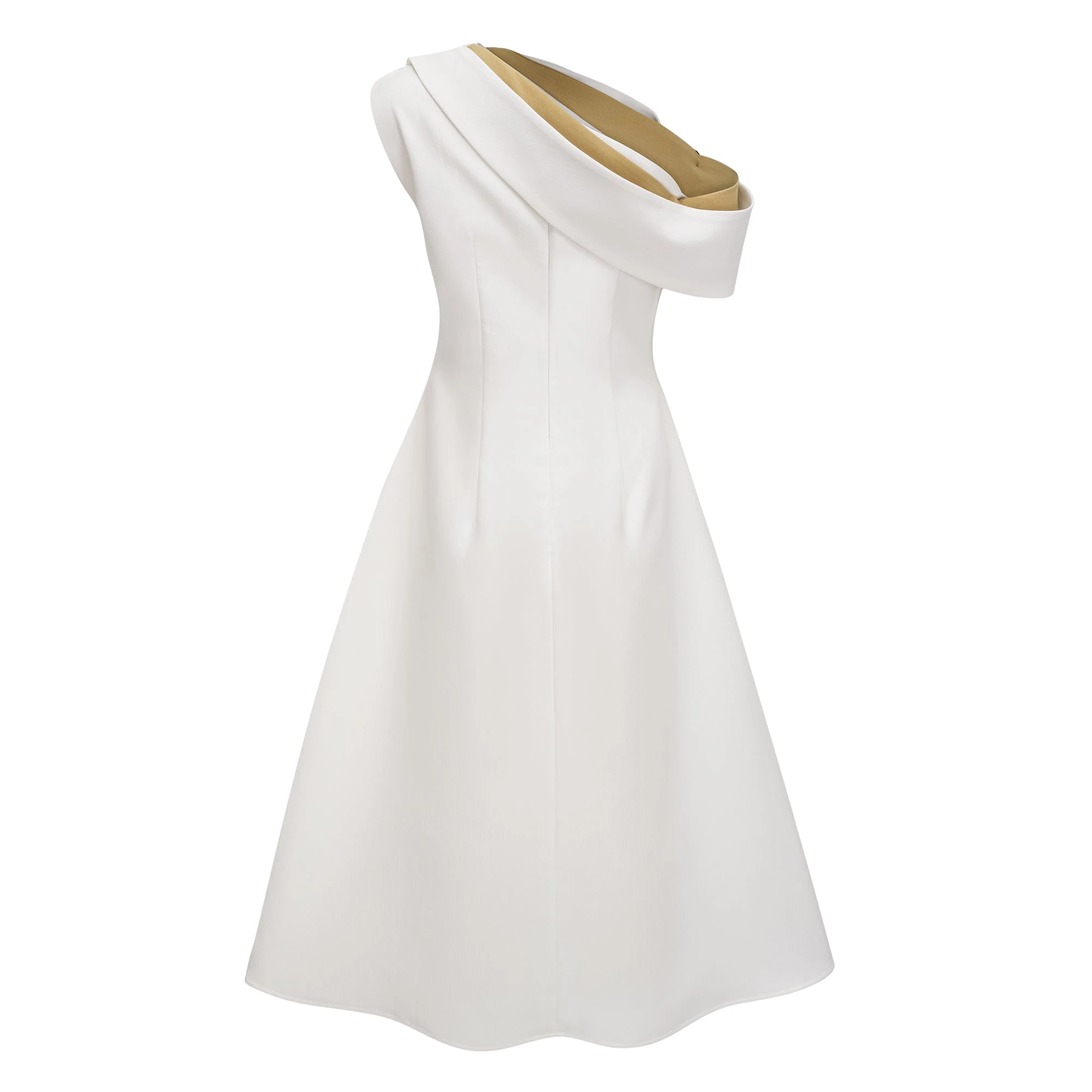 Blossom White One Shoulder Ruched Midi Dress