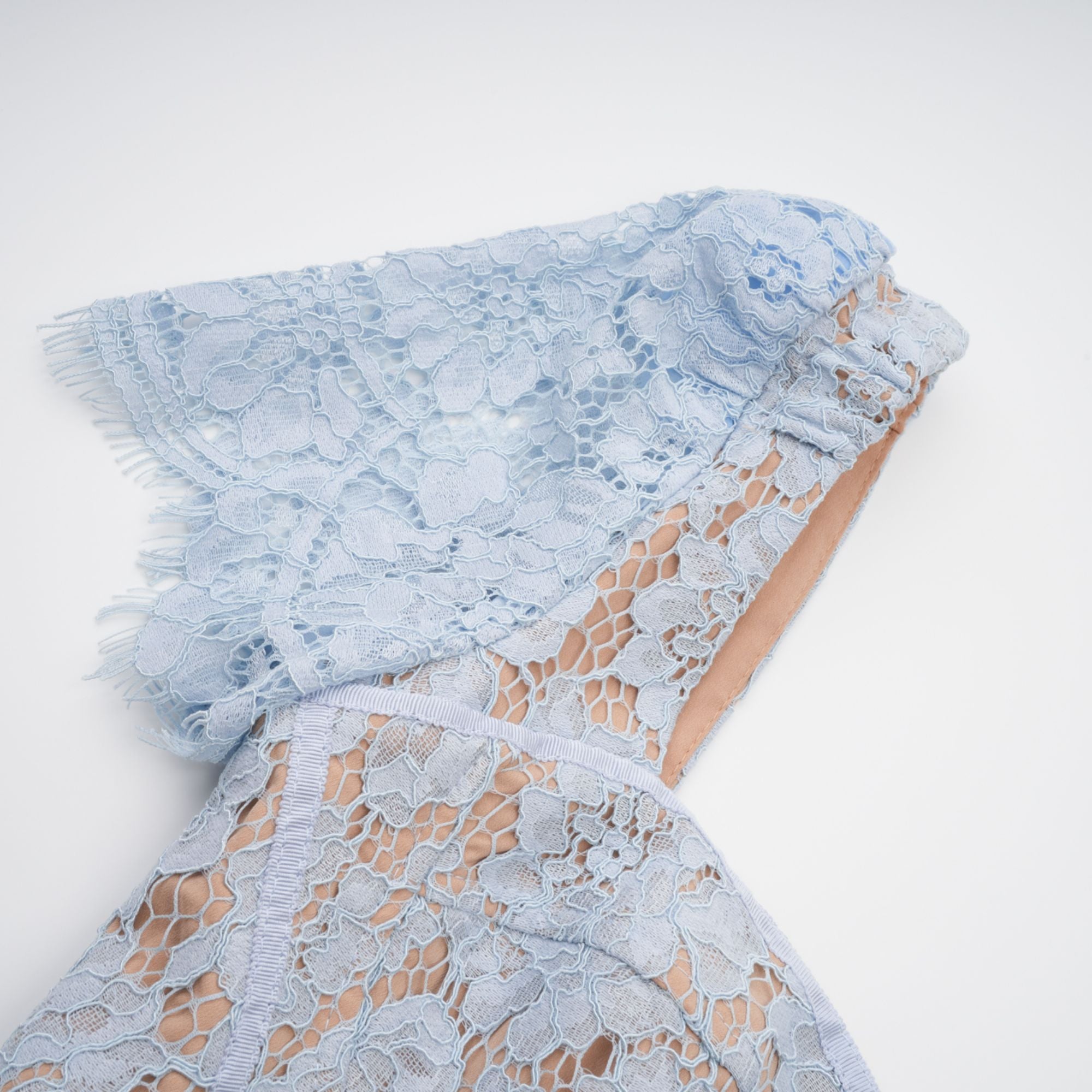 Audrey Blue Floral-Lace Boned Midi Dress