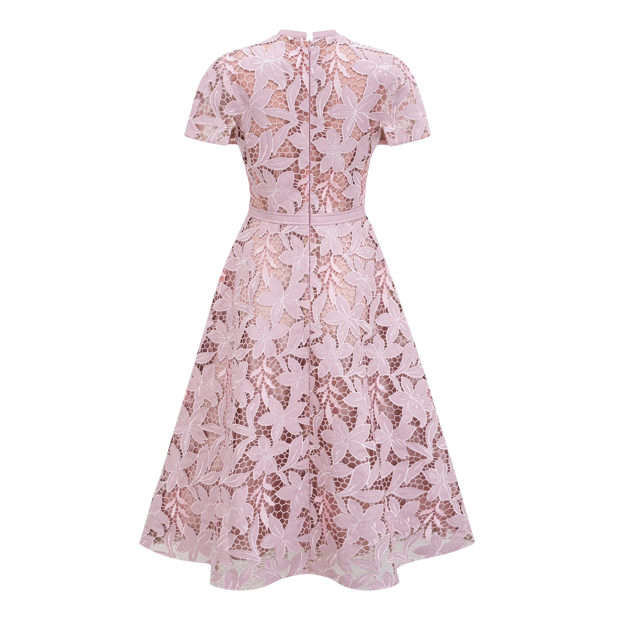 Vérane Pink Guipure-Lace Midi Dress – Miss Rosier - Women's Online