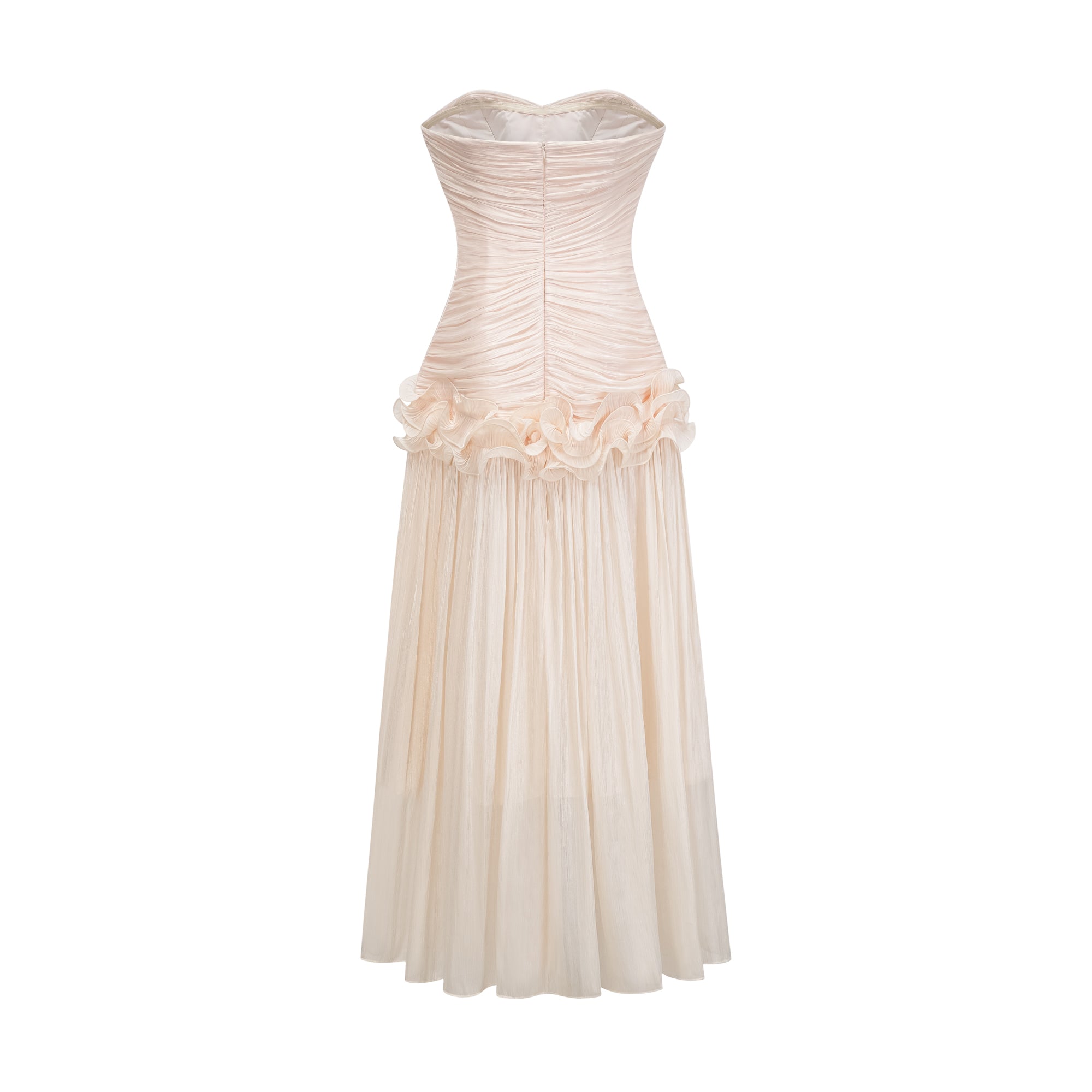 Céleste Neutrals Ruffled Pleated Maxi Dress