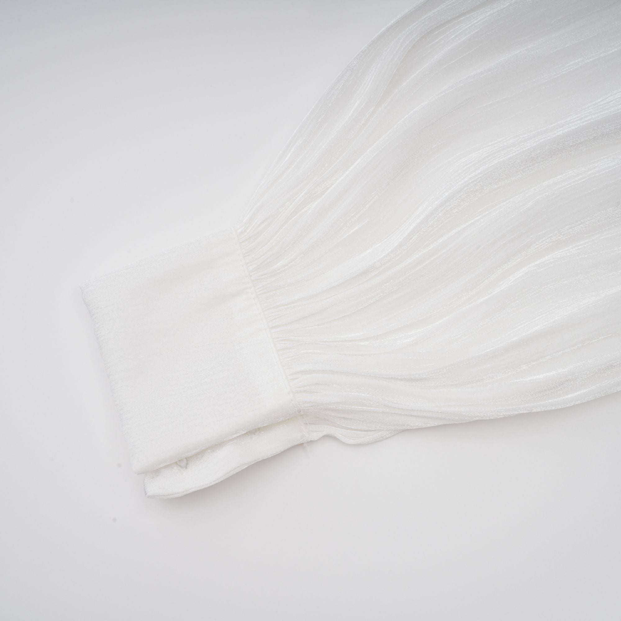 Mahault White Pleated Glitter-Effect Mini Dress