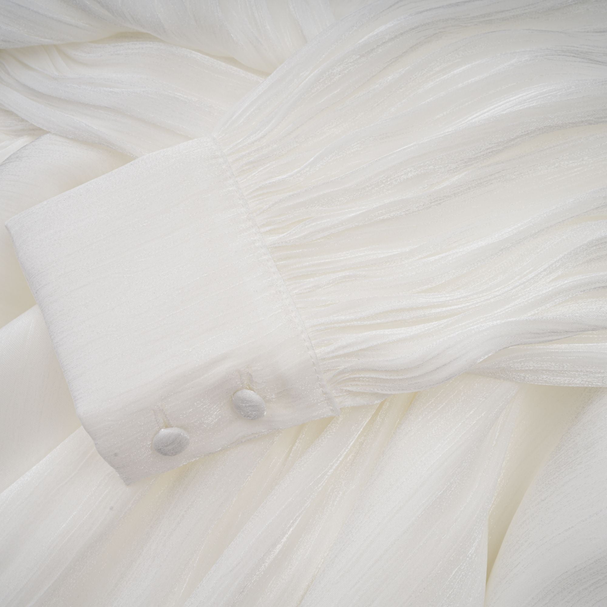 Mahault White Pleated Glitter-Effect Mini Dress