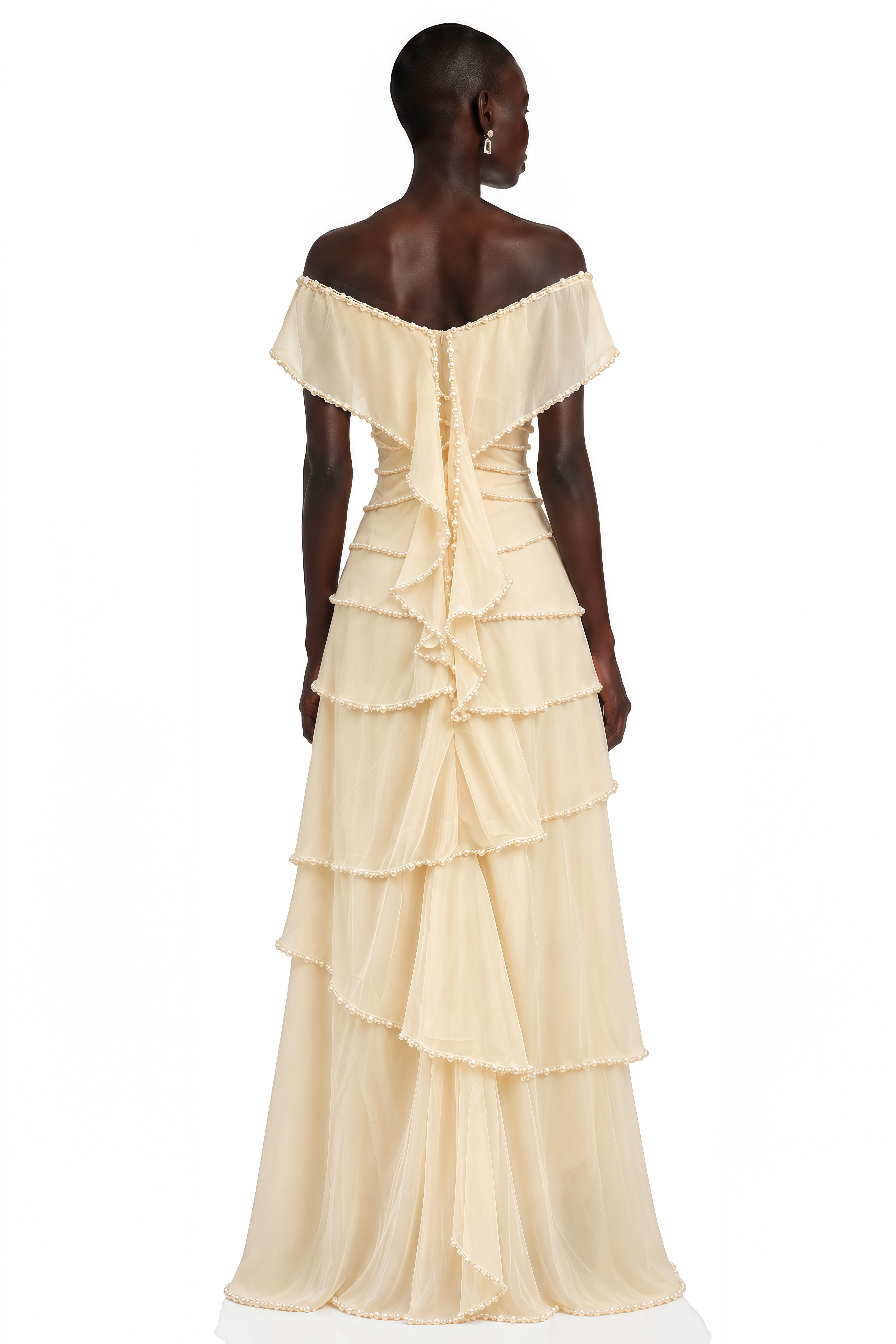 Damla Butter Asymmetrical Tiered Maxi Dress