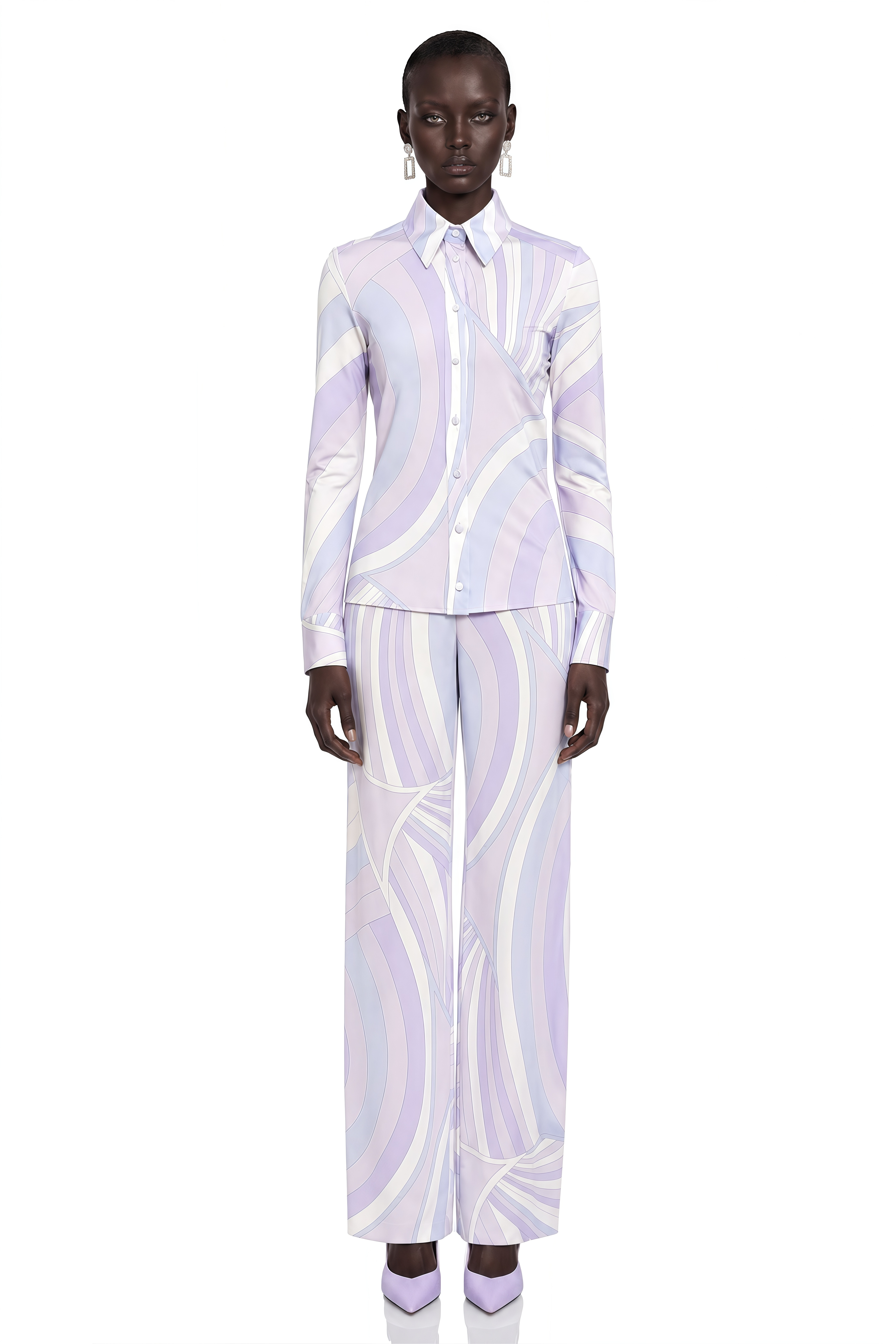 Danica Lavender Abstract Print Shirt Shirt & Trousers