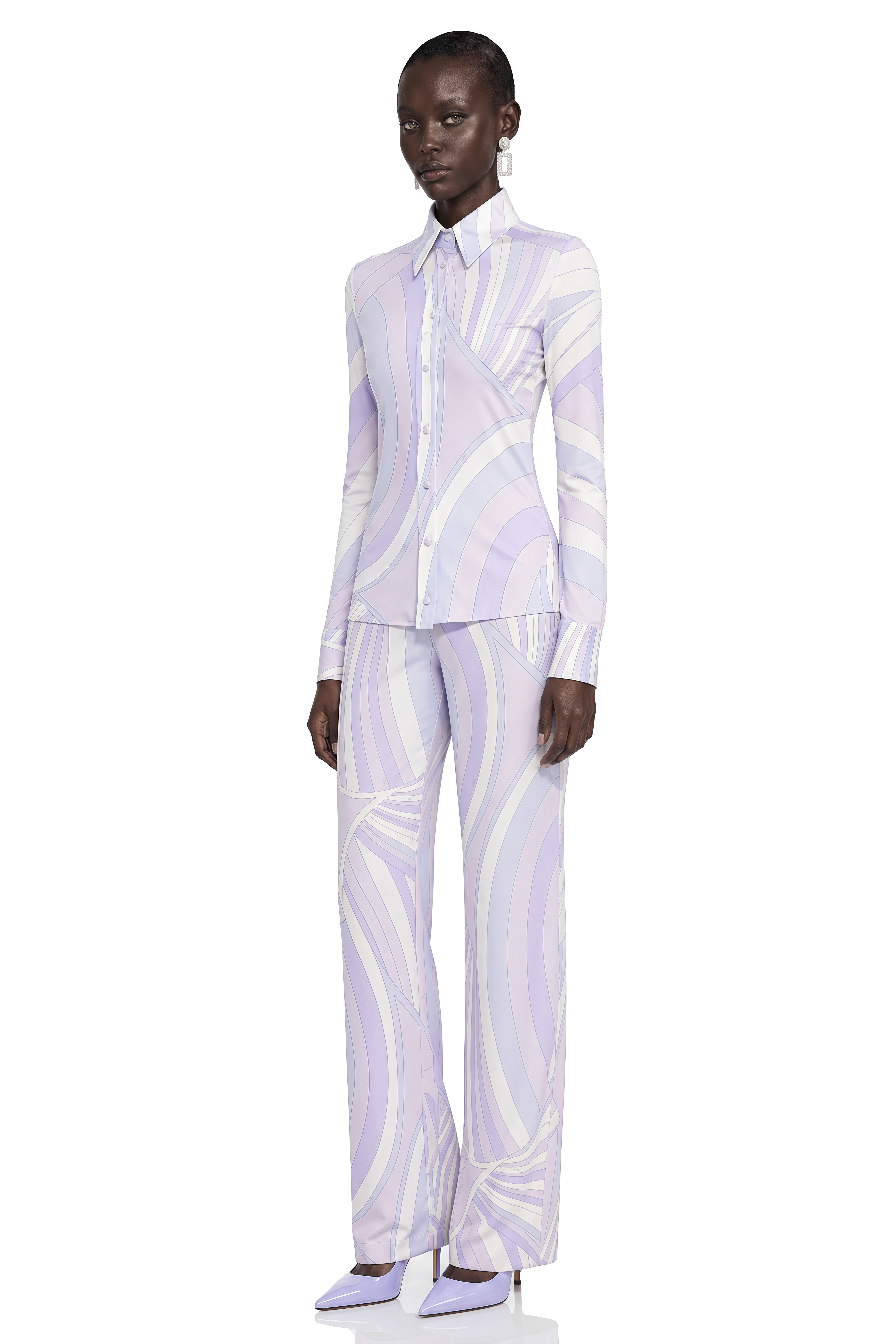 Danica Lavender Abstract Print Shirt Shirt & Trousers