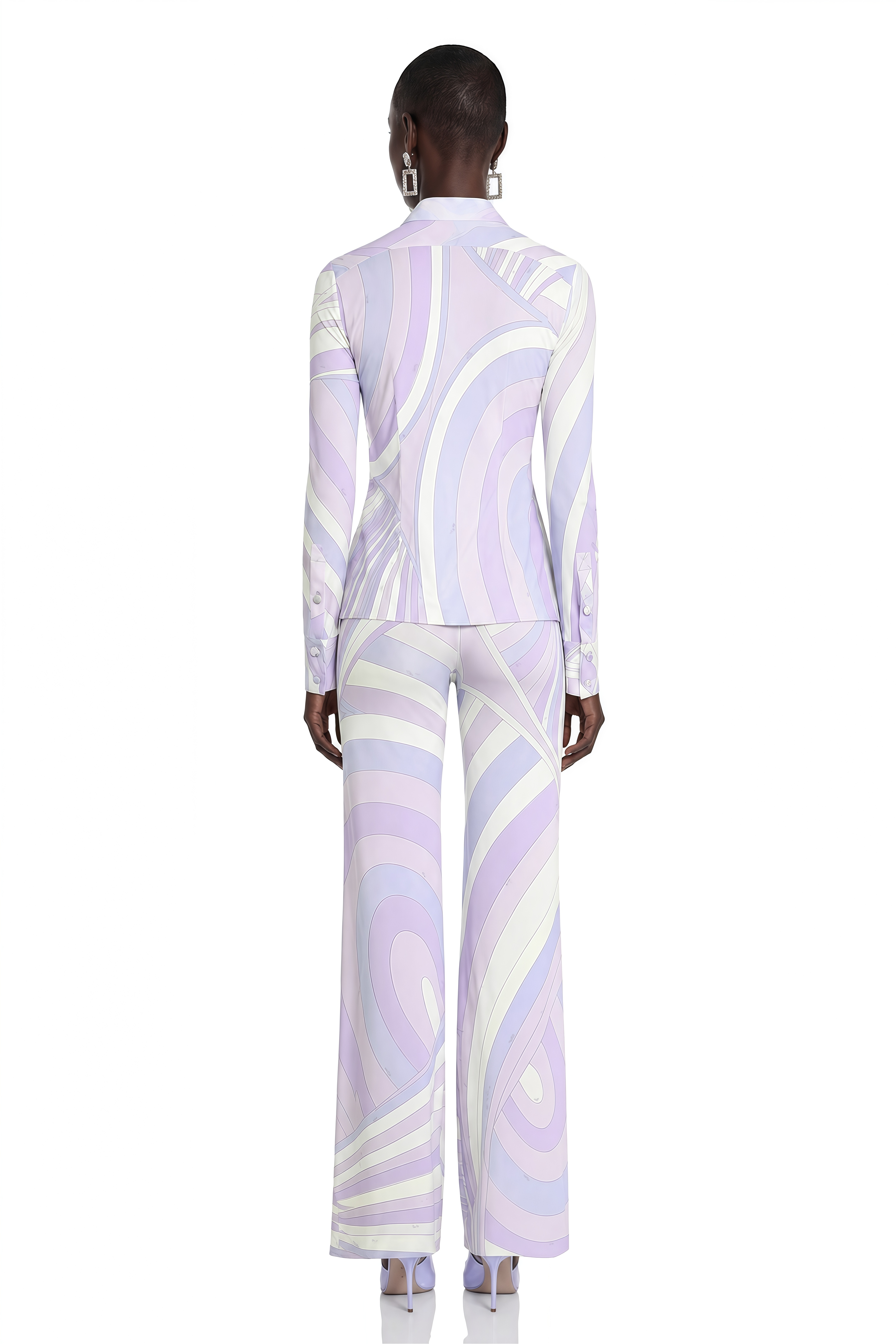 Danica Lavender Abstract Print Shirt Shirt & Trousers