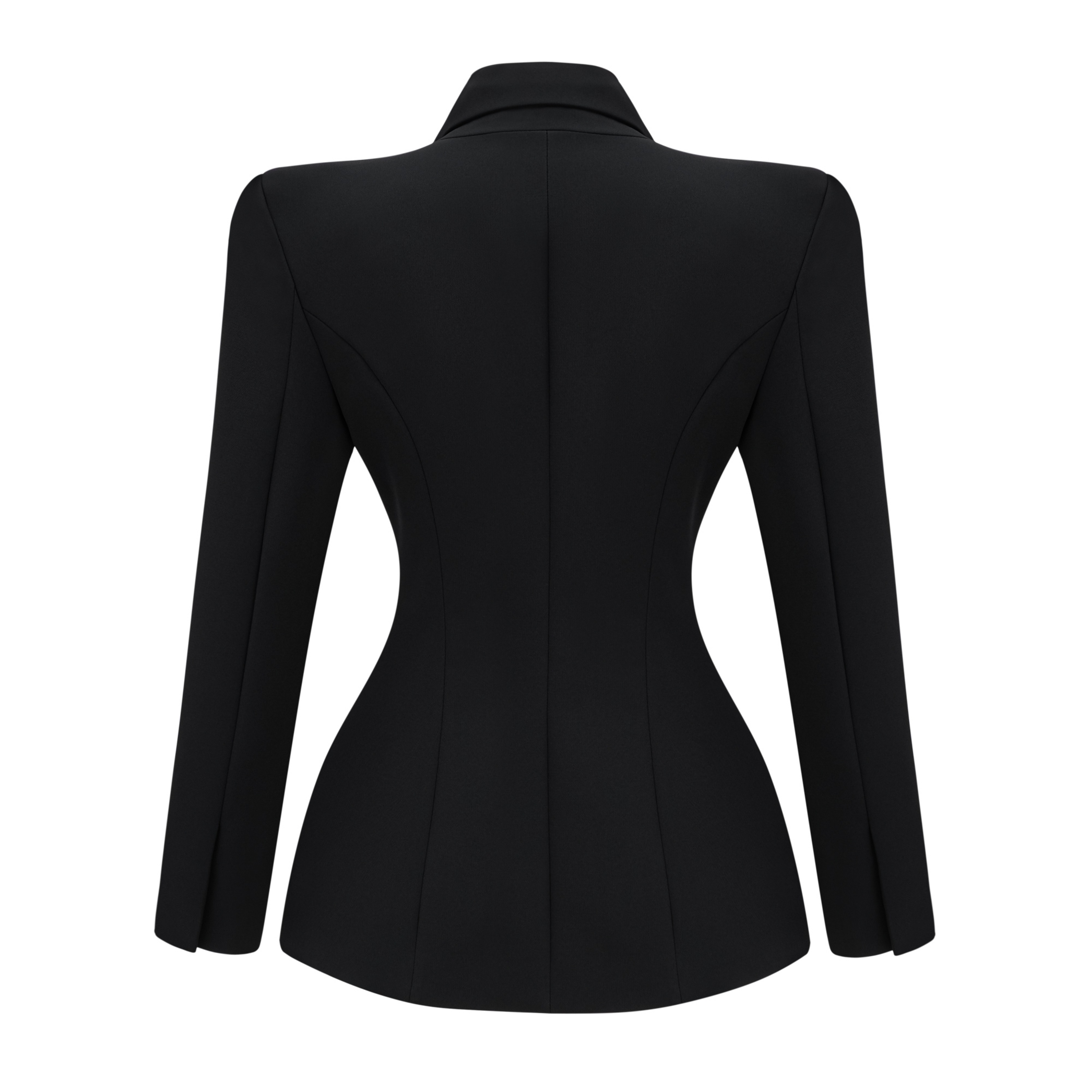 Darcy Black Power Shoulder Blazer & Shorts Set with Wingtip Collar