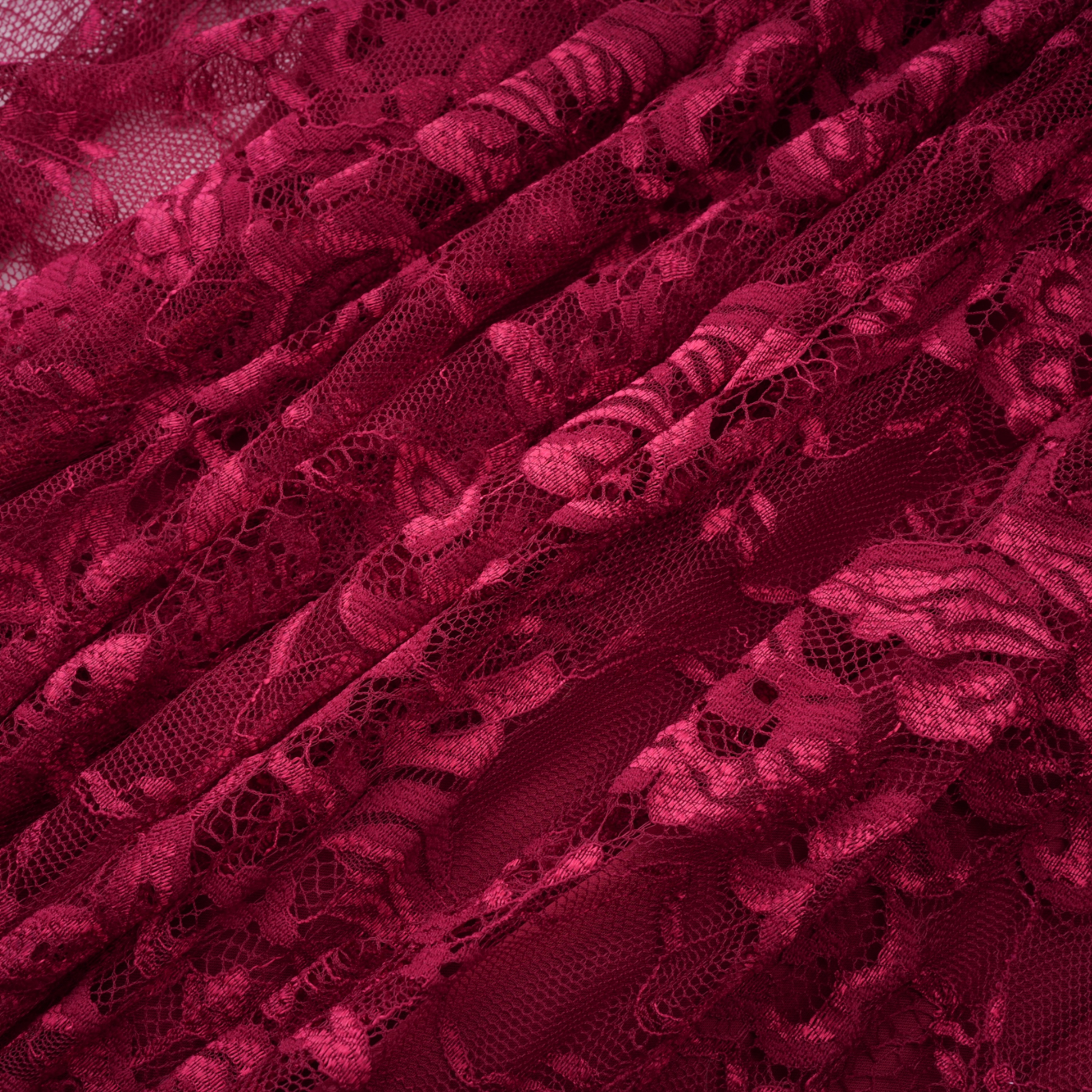 Defne Burgundy One Shoulder Ruched Lace Maxi Dress