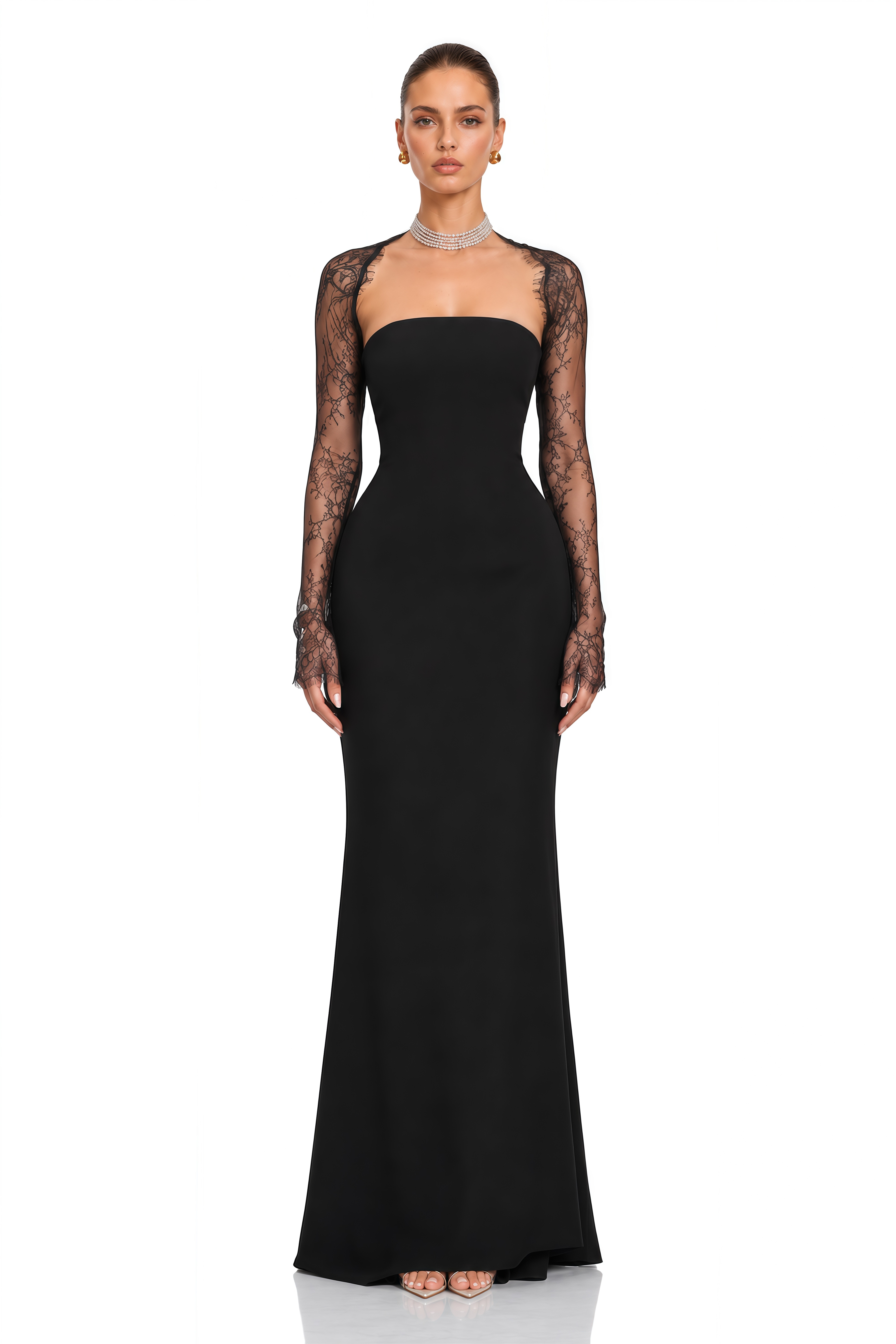 Delaney Black Lace Crop Top & Maxi Dress Set