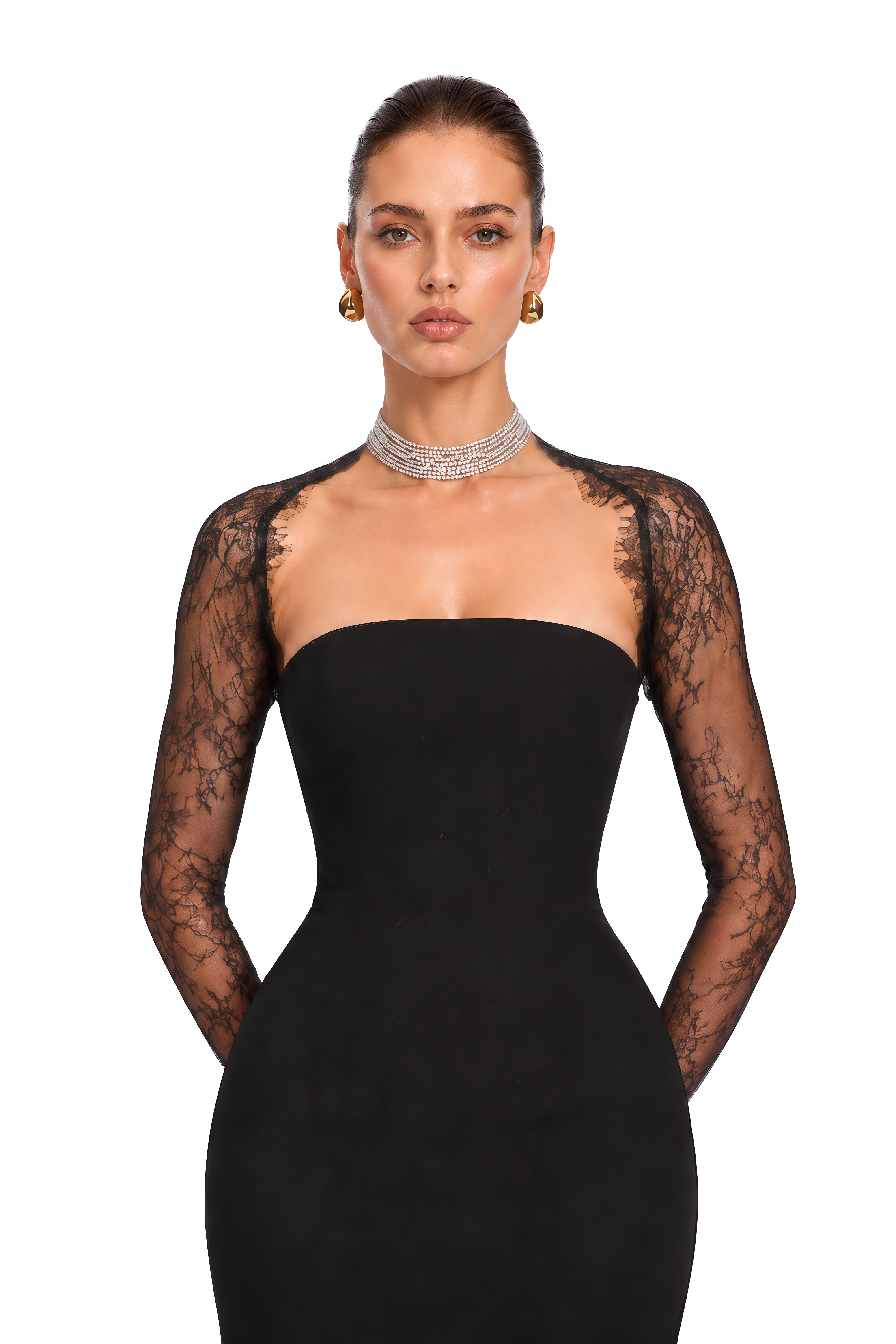 Delaney Black Lace Crop Top & Maxi Dress Set