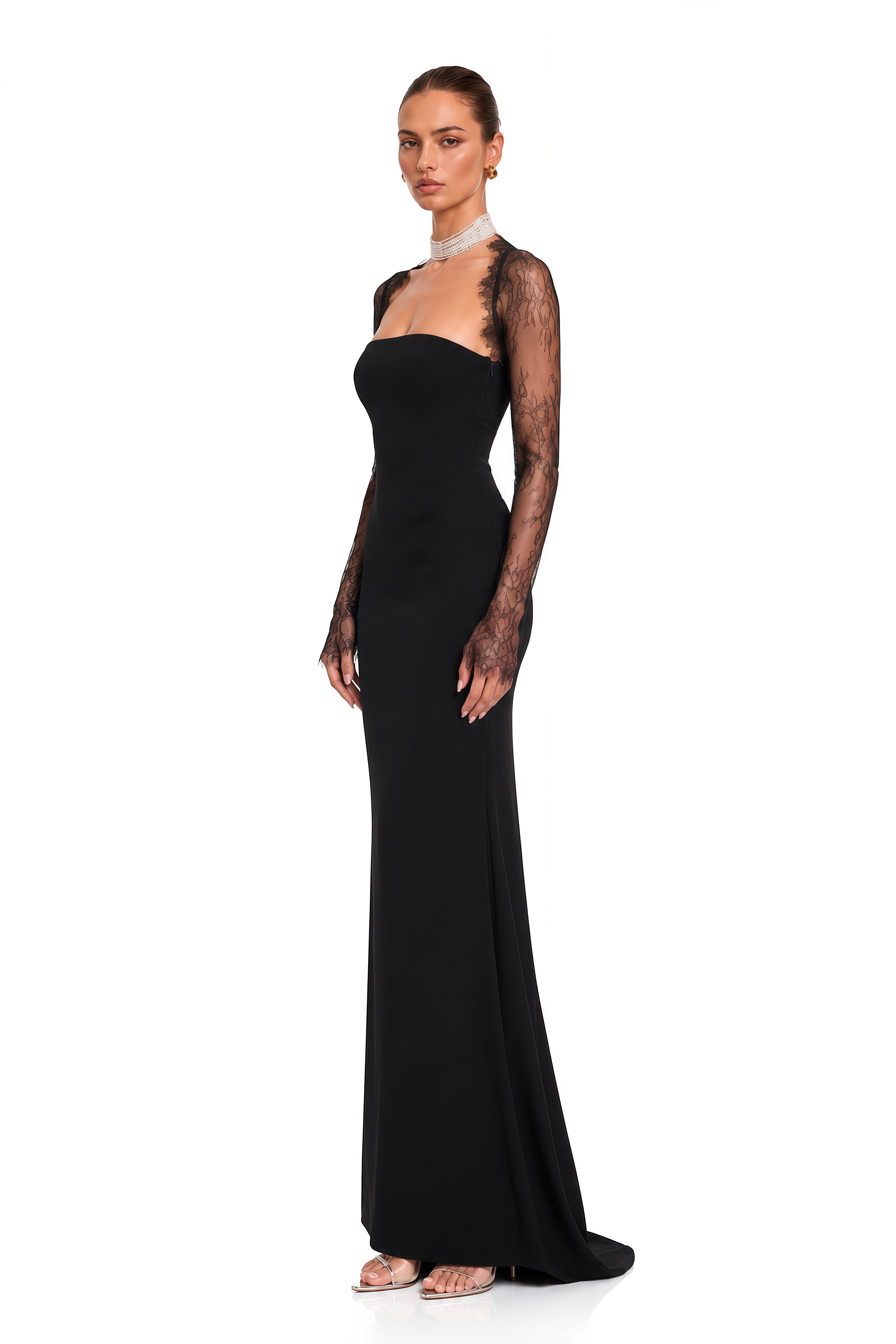 Delaney Black Lace Crop Top & Maxi Dress Set