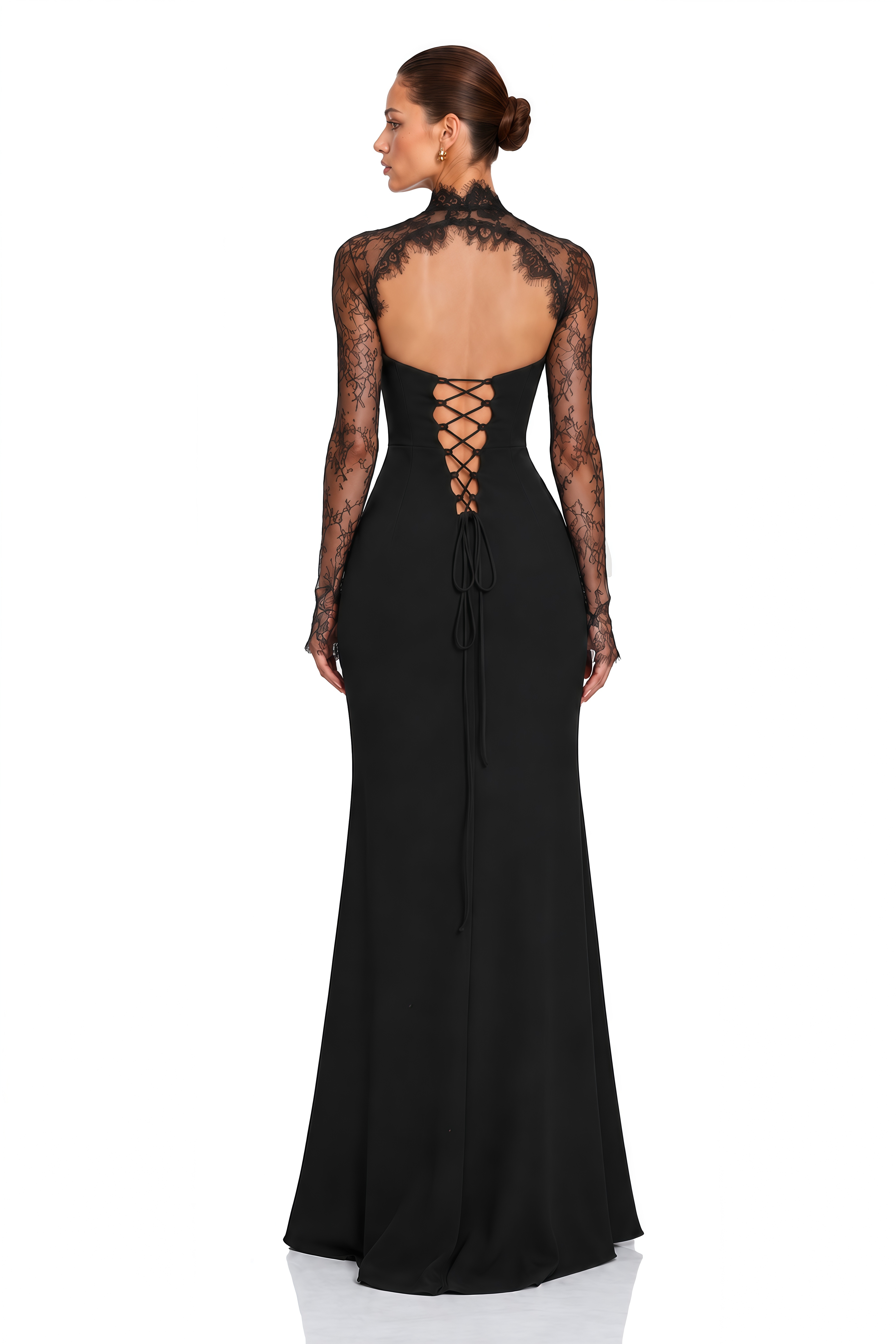 Delaney Black Lace Crop Top & Maxi Dress Set