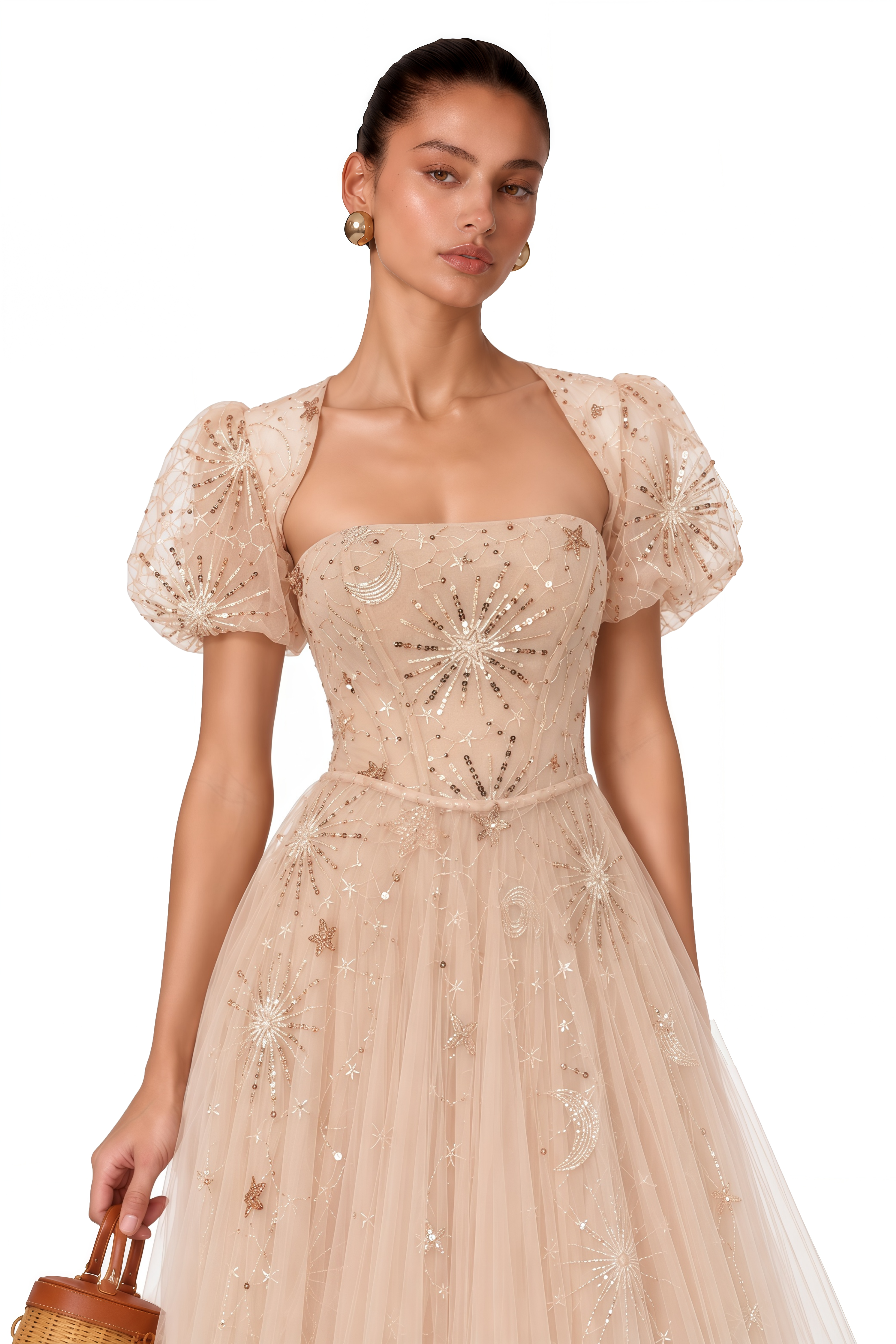 Desdemona Pink Embellished Tulle Midi Dress