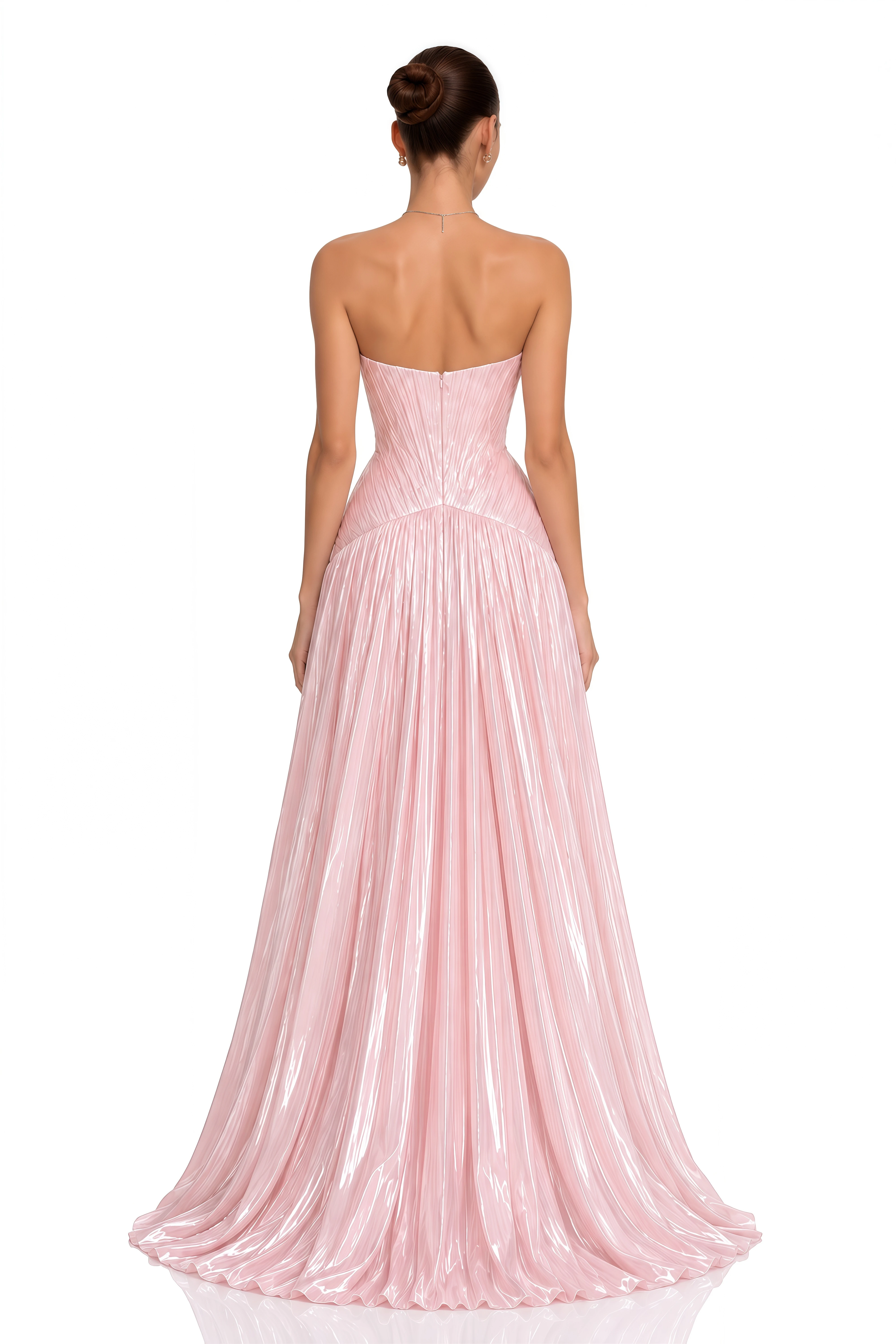 Dolcey Blush Pink Strapless Pleated Maxi Dress