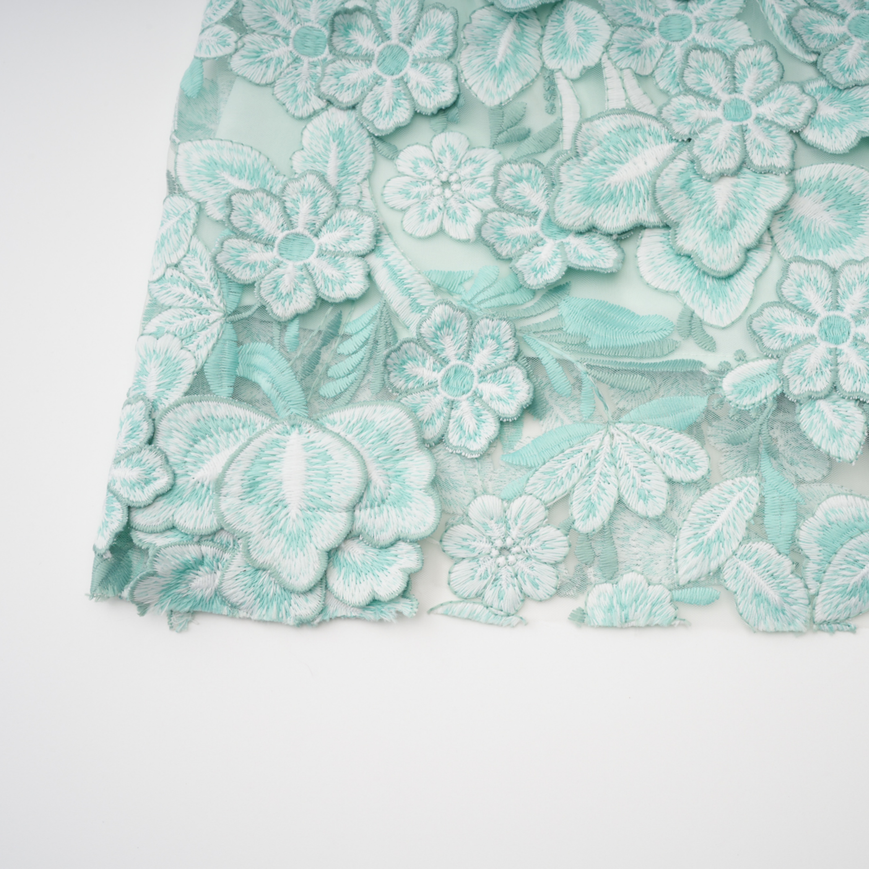 Duygu Green Off Shoulder Midi Dress with 3D Florals