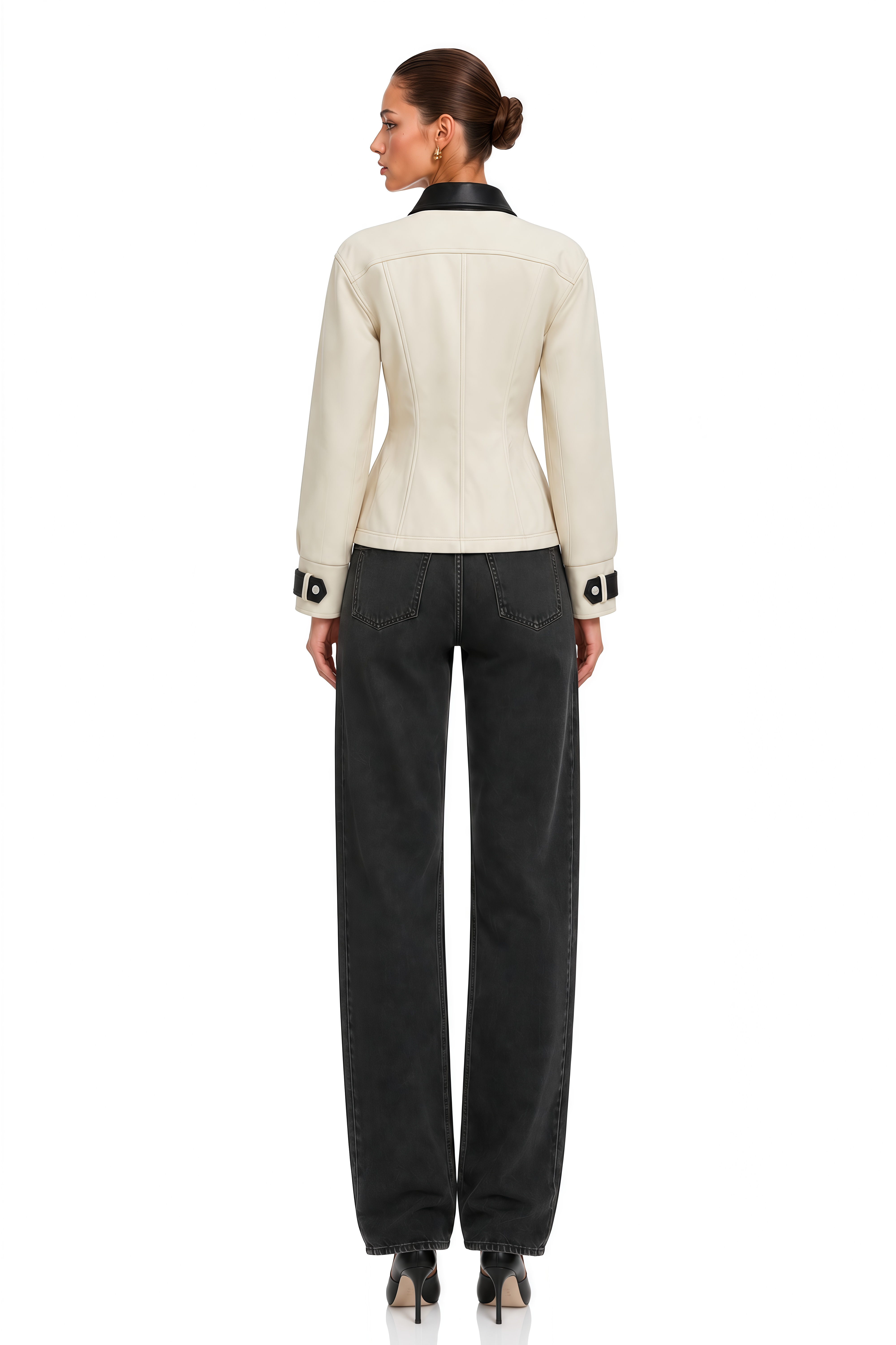 Ebadat Khaki Contrast Collar Button-Front Jacket
