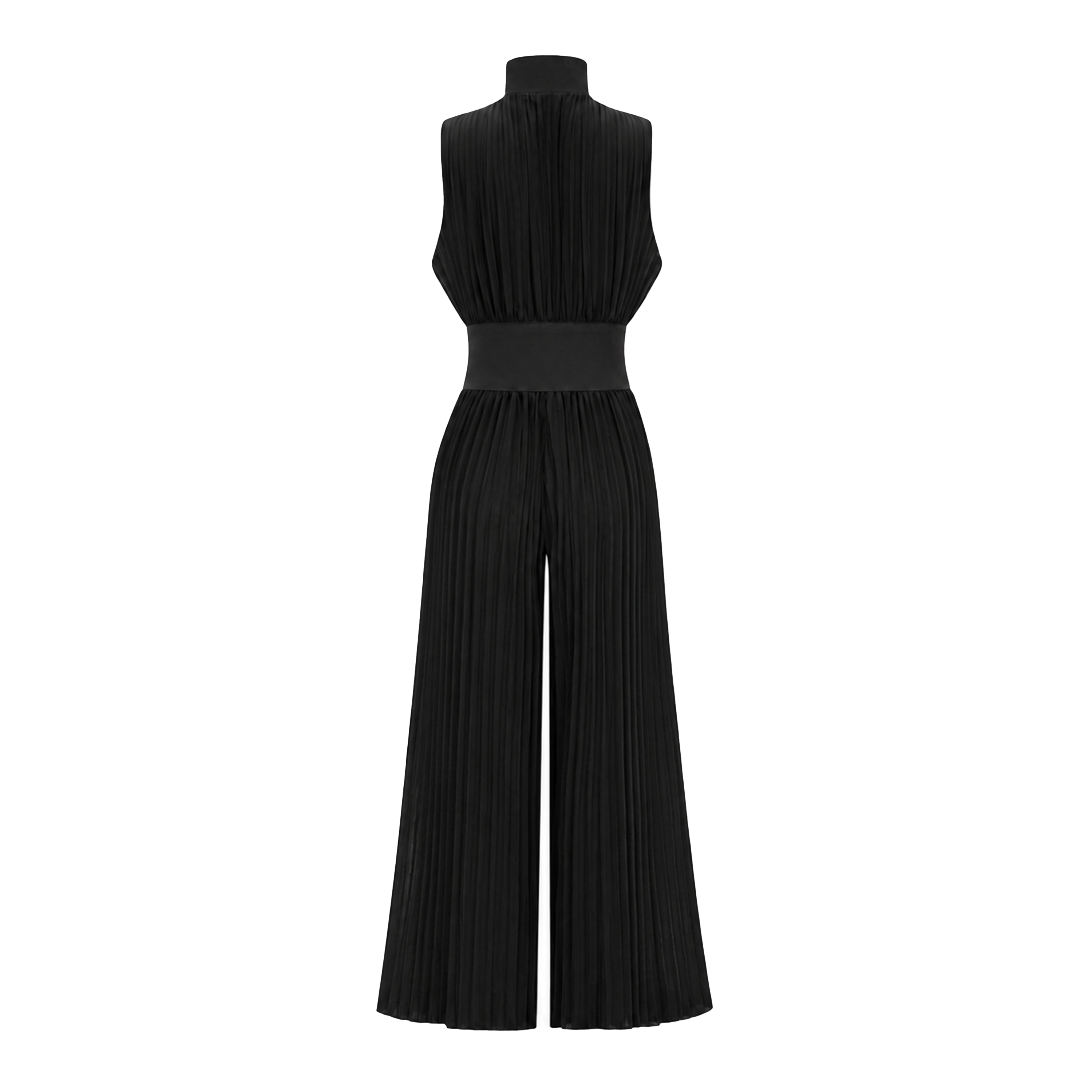 Ecem Black Mock Neck Ruched Jumpsuit