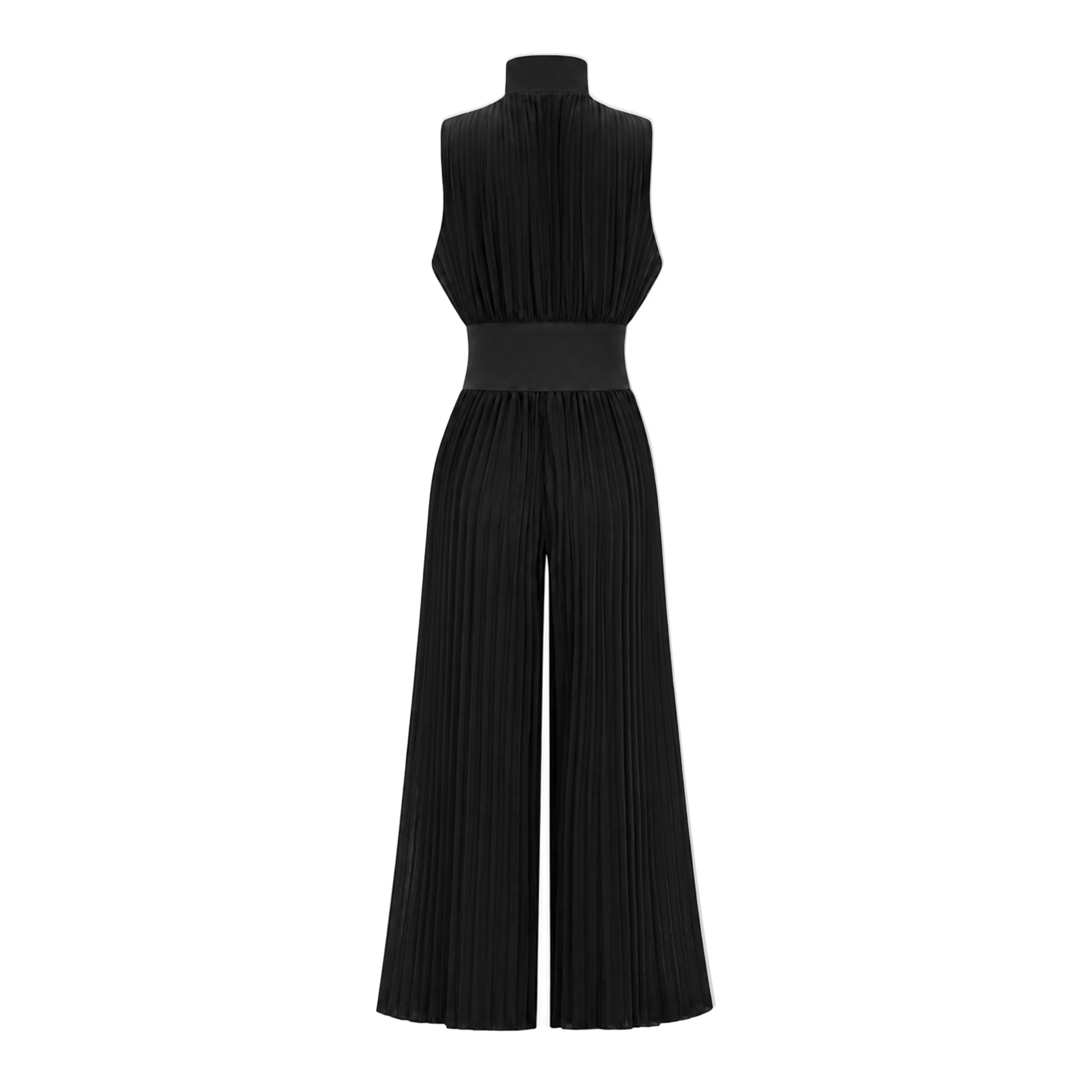 Ecem Black Mock Neck Ruched Jumpsuit