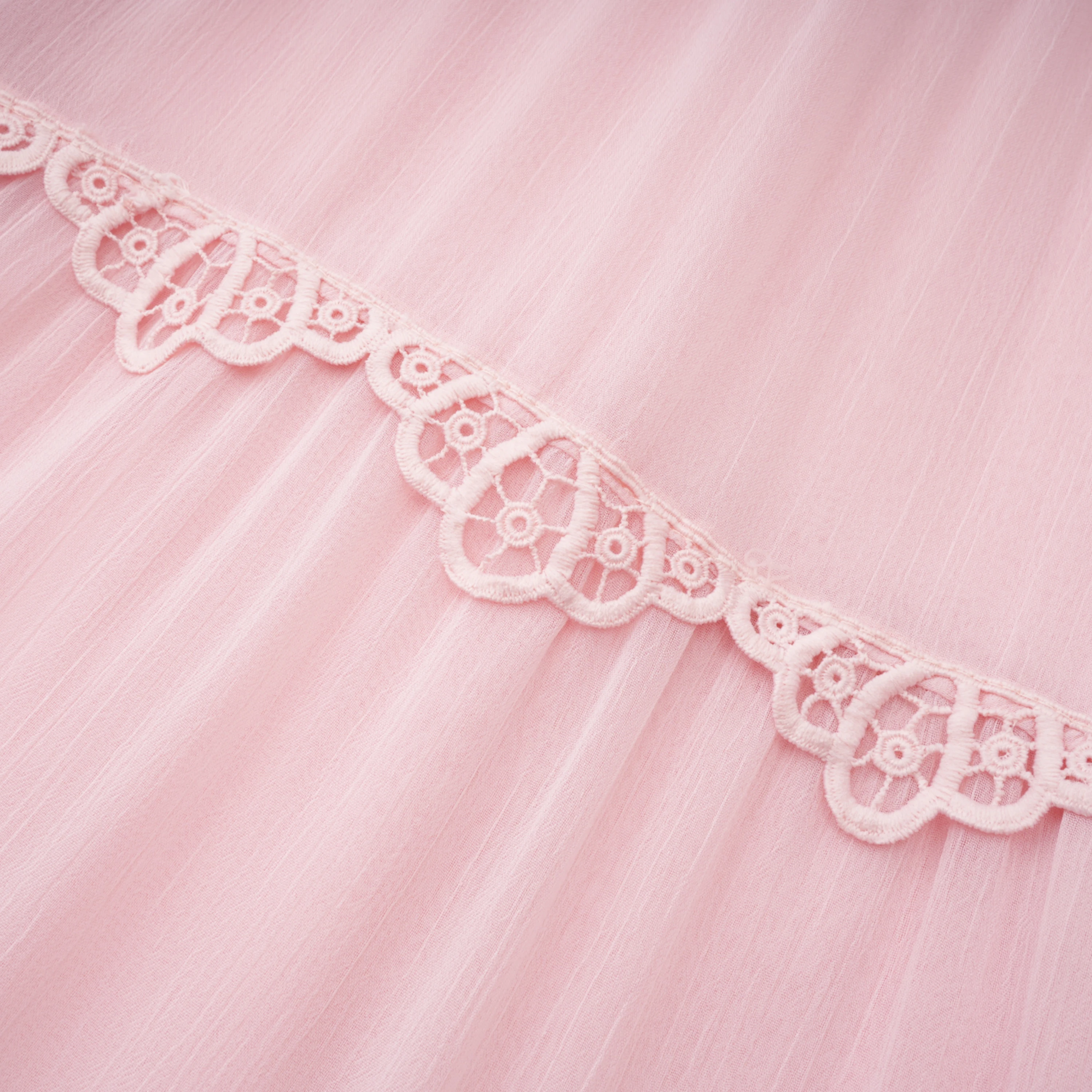 Ecrin Pink Tiered Midi Dress with Lace Panels