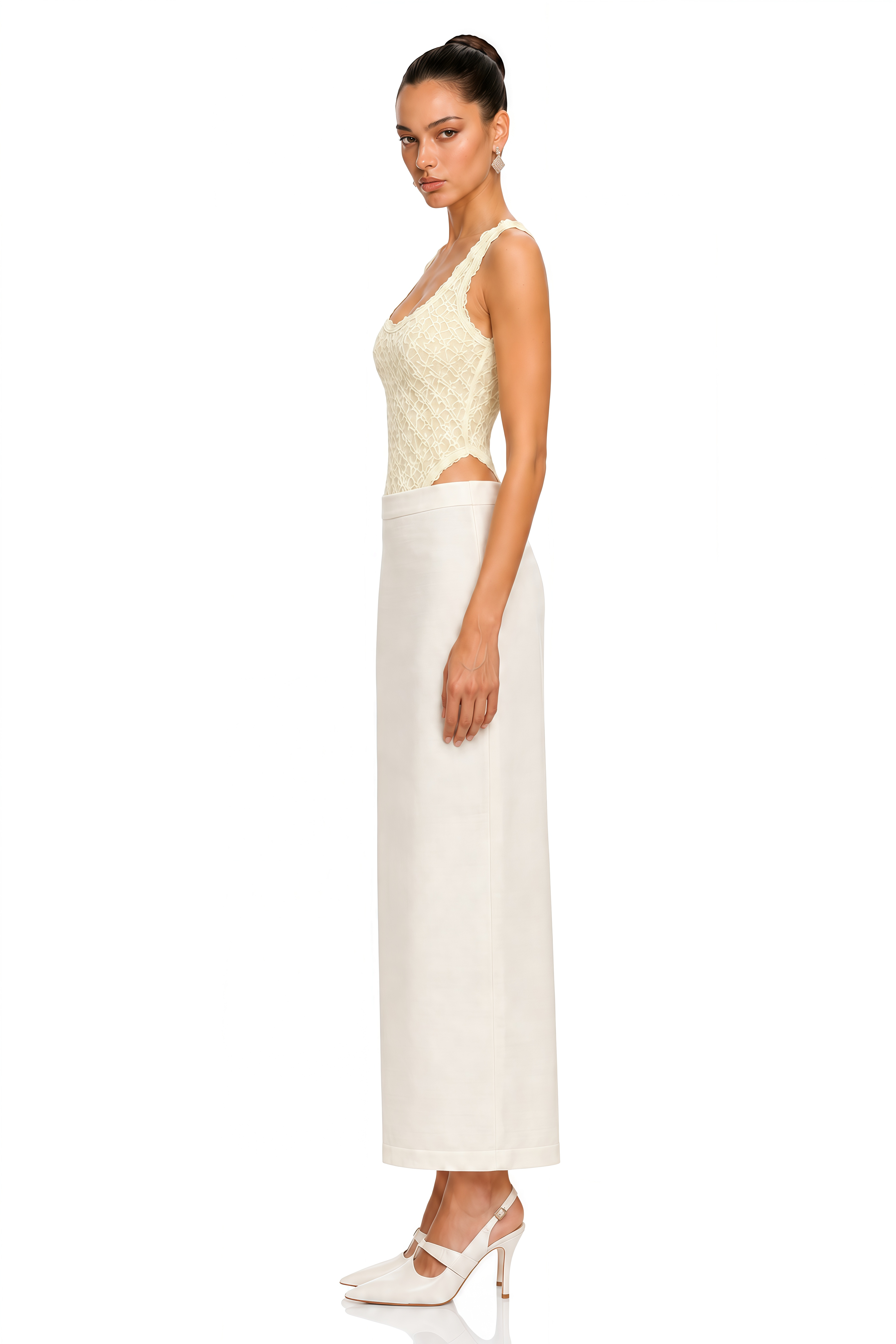 Elara Ivory Floral Lace Scoop Neck Bodysuit