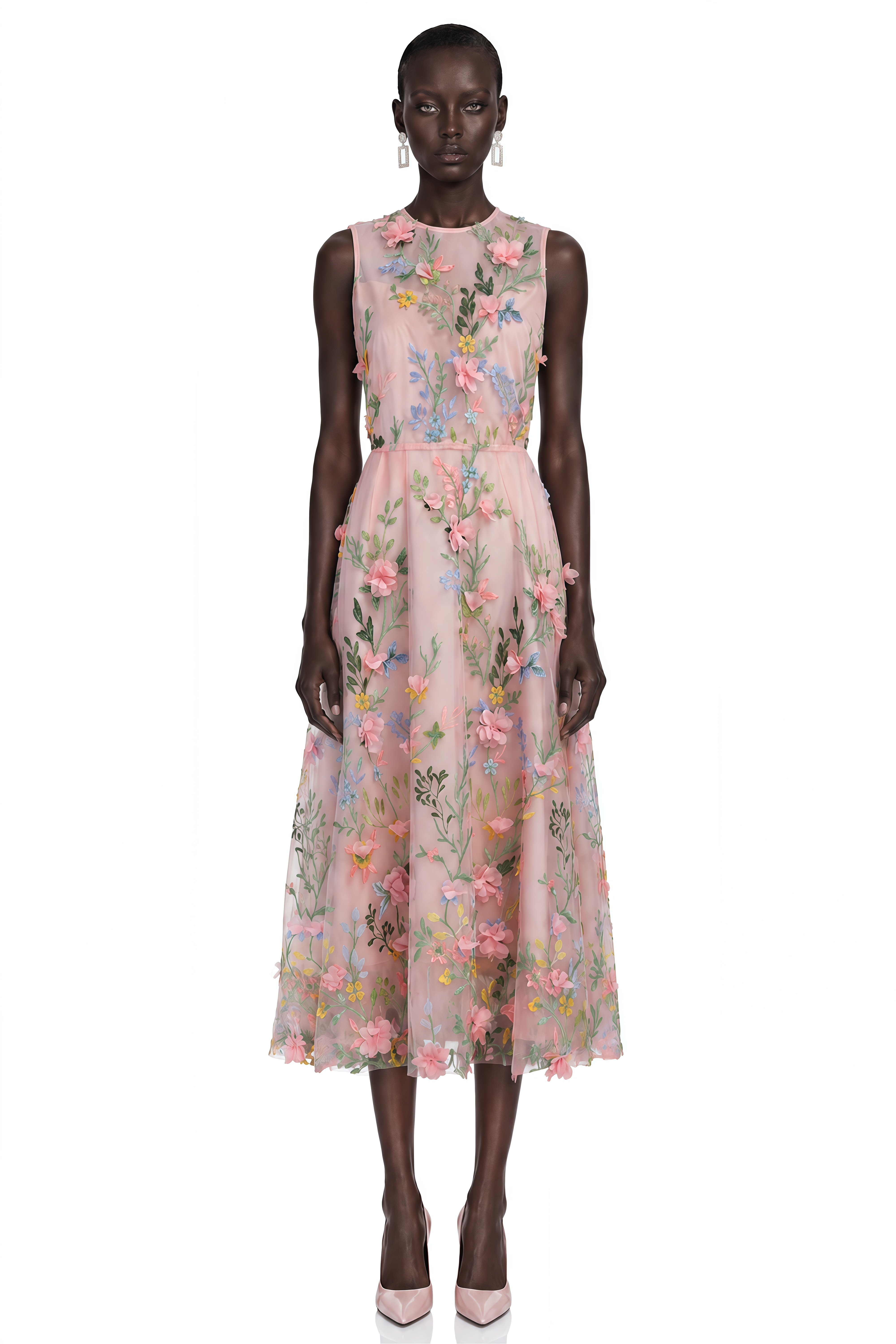 Elizabeth Pink Floral Print Sleeveless Maxi Dress