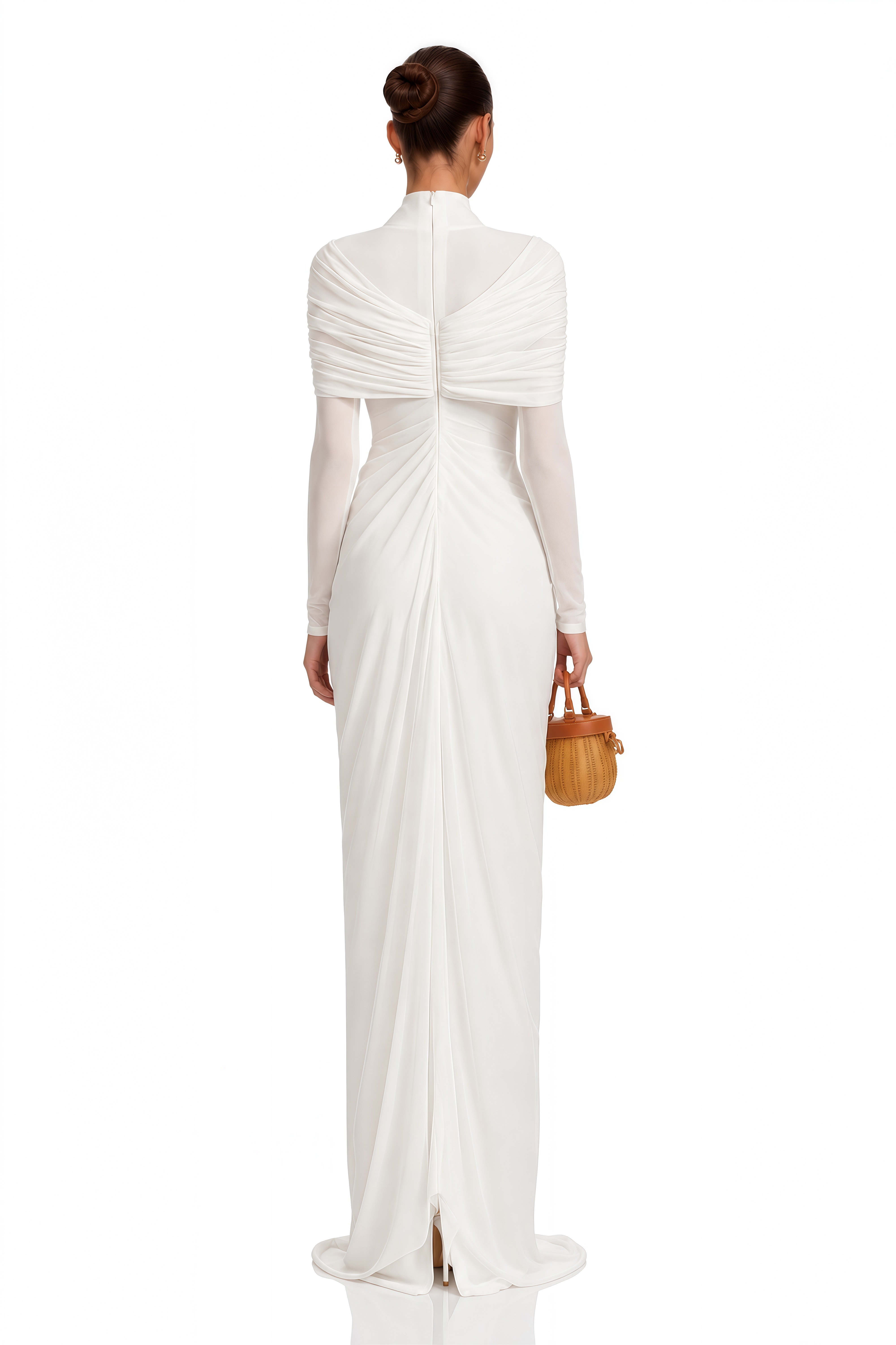 Elodie Ivory High Neck Floral Draped Maxi Dress