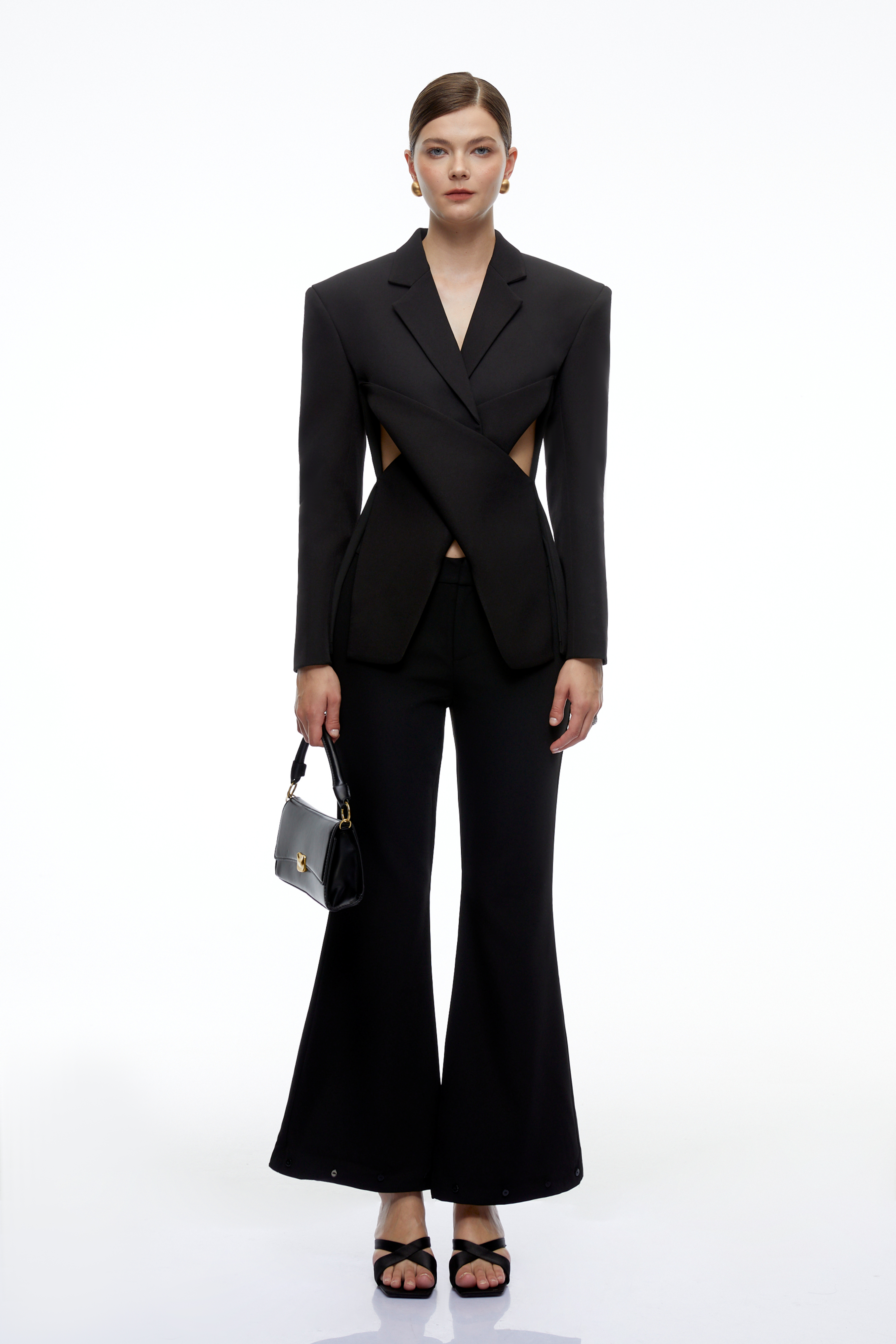 Emerie Black Cut-Out Tailored Blazer