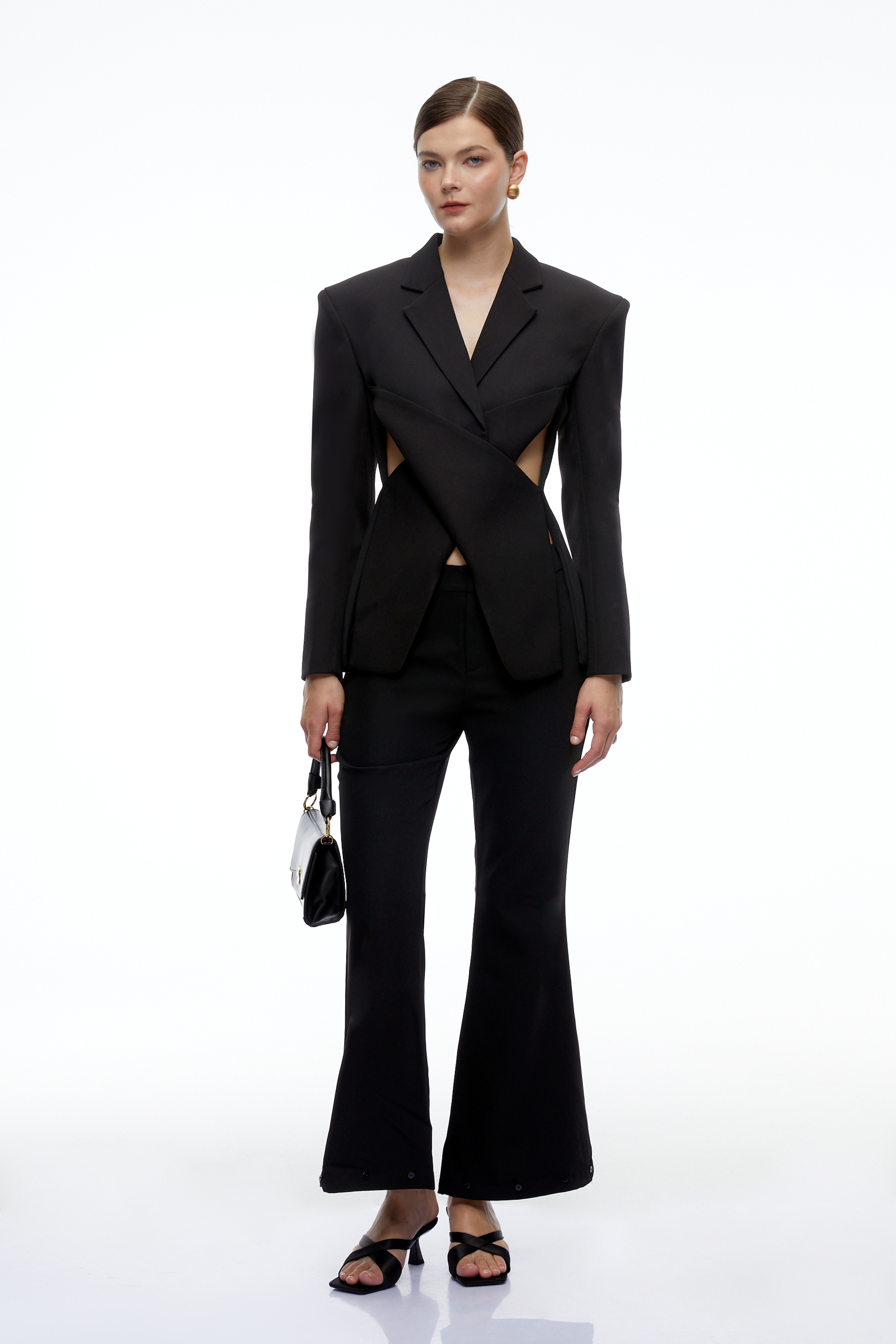 Emerie Black Cut-Out Tailored Blazer
