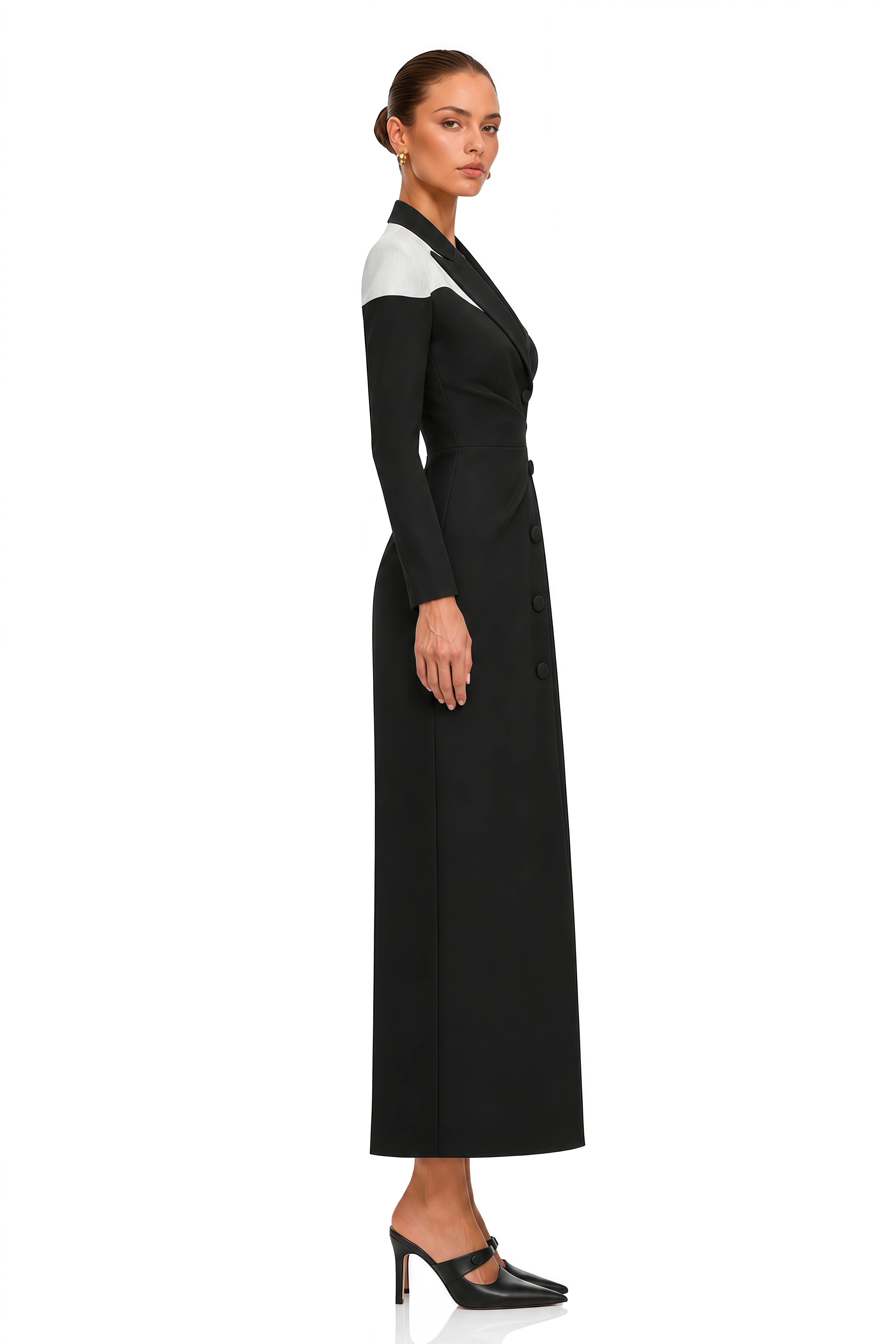 Estrella Black Contrast Blazer Maxi Dress