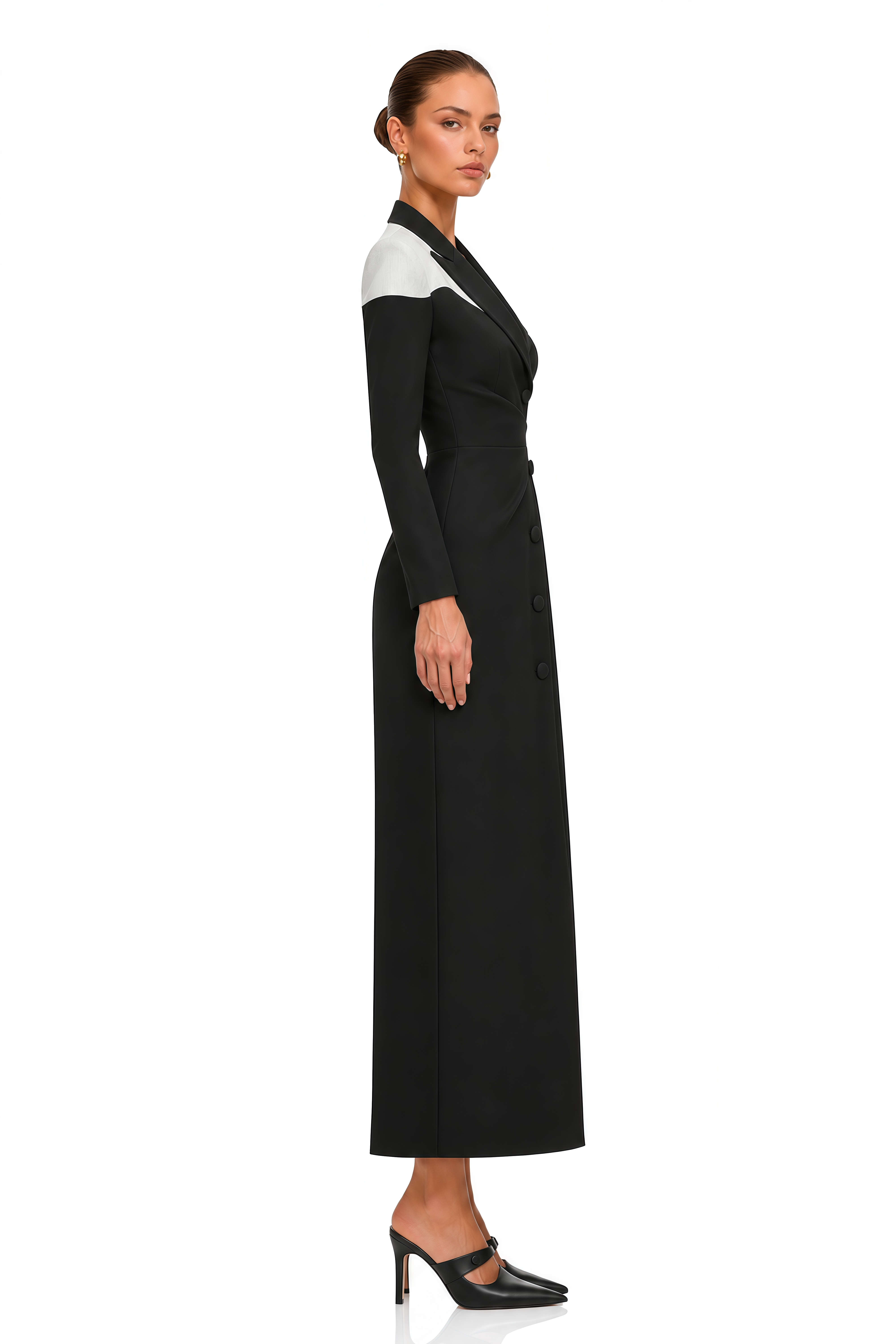 Estrella Black Contrast Blazer Maxi Dress