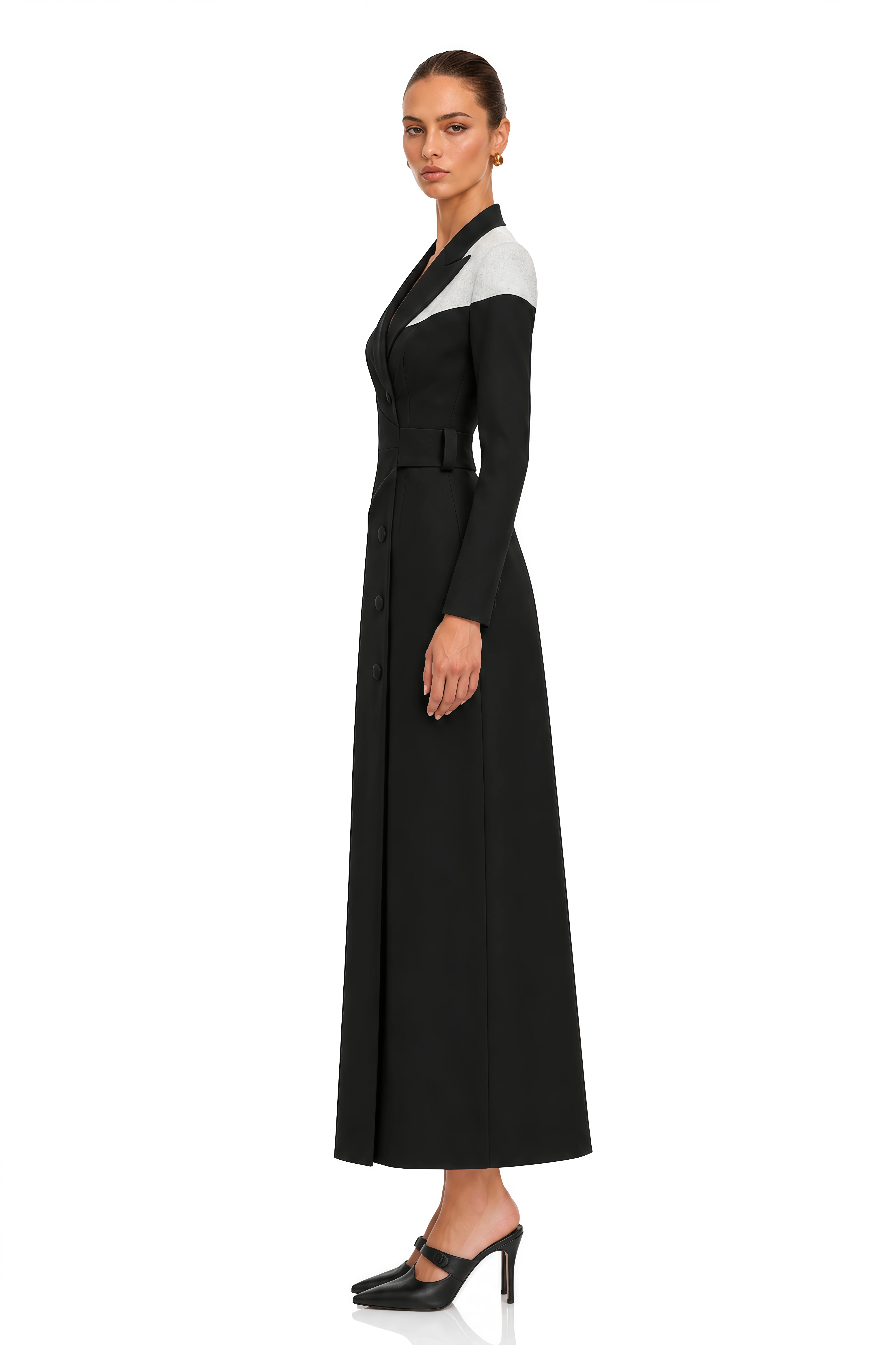 Estrella Black Contrast Blazer Maxi Dress