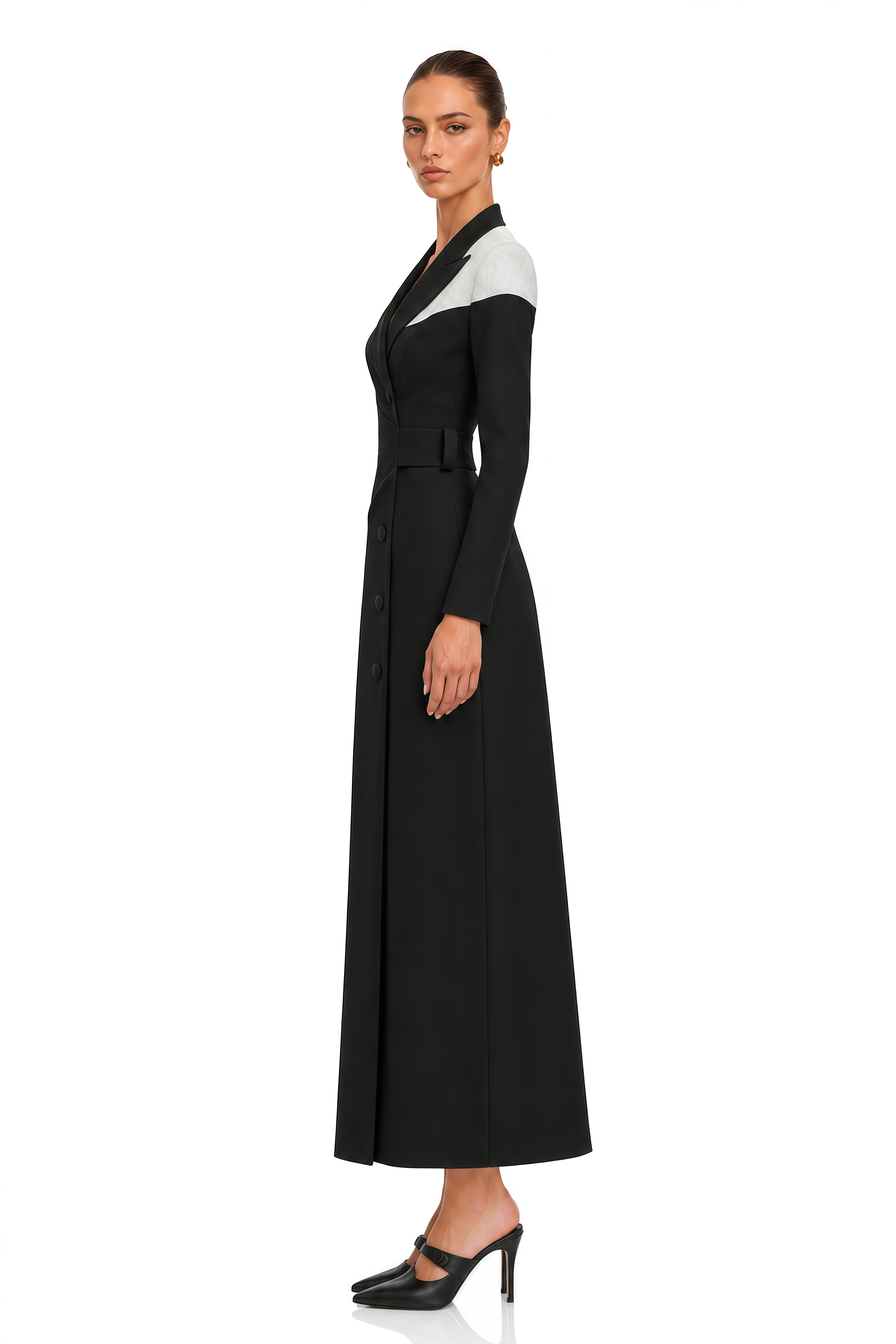 Estrella Black Contrast Blazer Maxi Dress