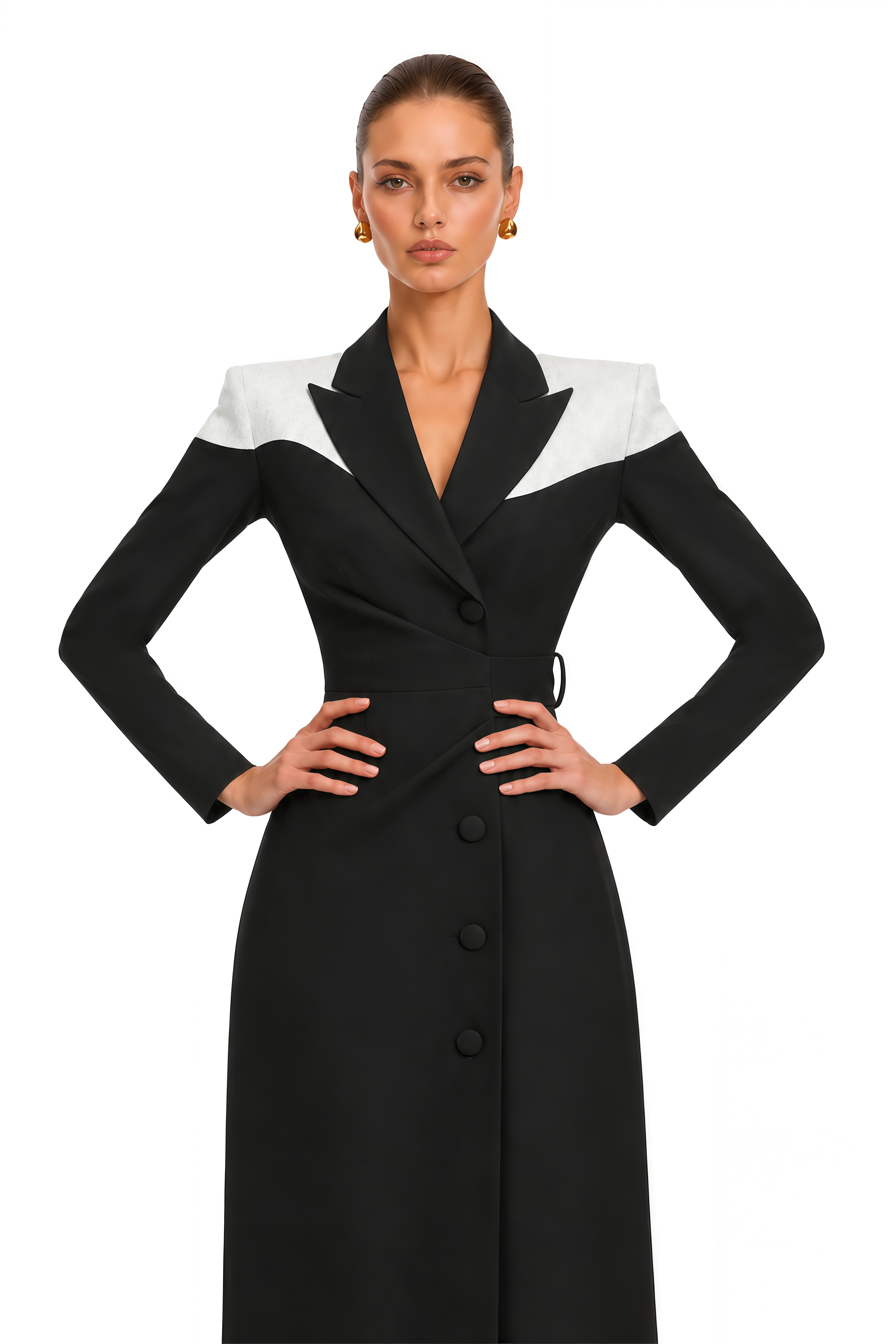 Estrella Black Contrast Blazer Maxi Dress