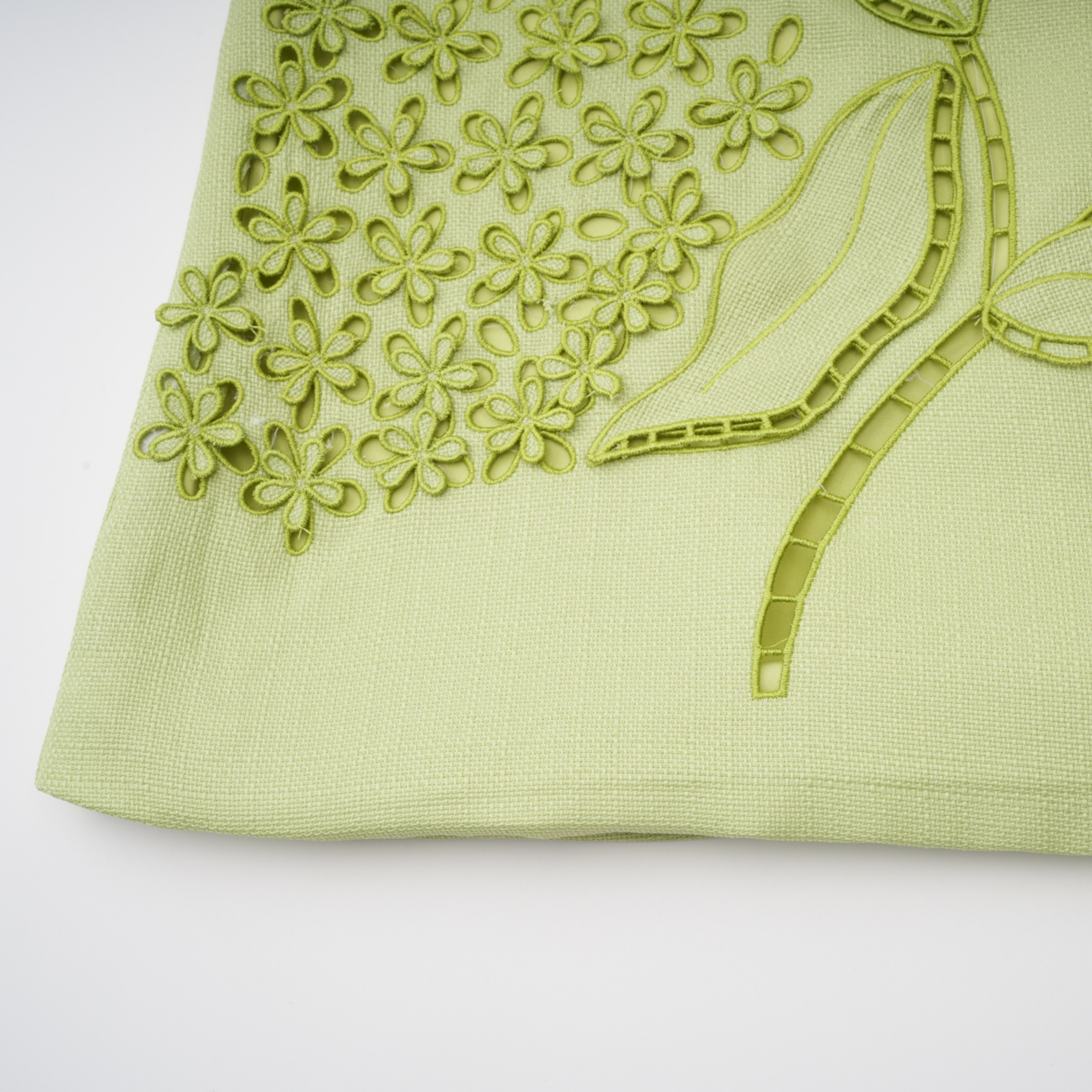 Eunice Chartreuse Floral Applique Mini Dress