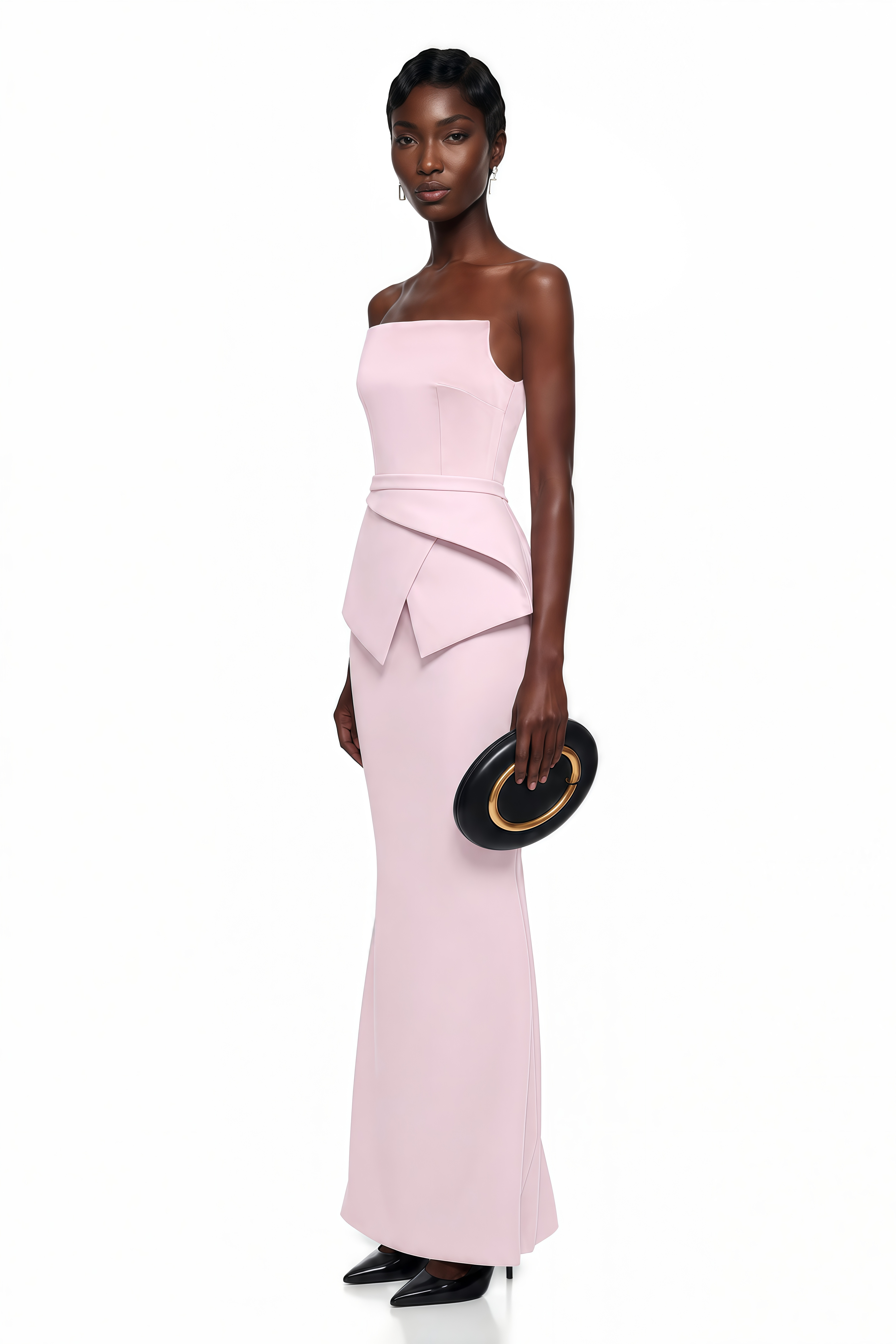 Eunice Pink Asymmetrical Mermaid Maxi Dress