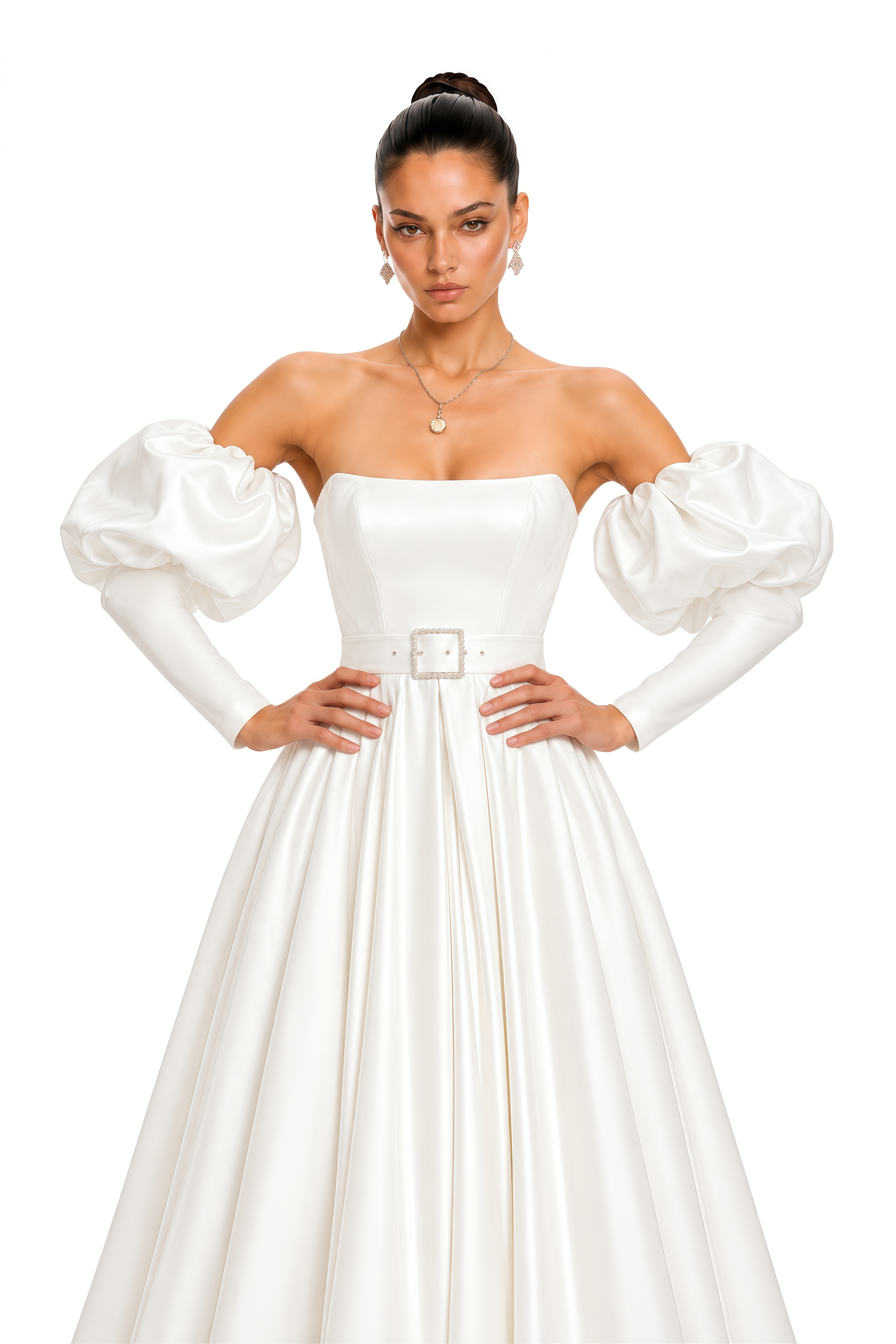 Evangeline White Off-Shoulder Puff Sleeve Maxi Dress