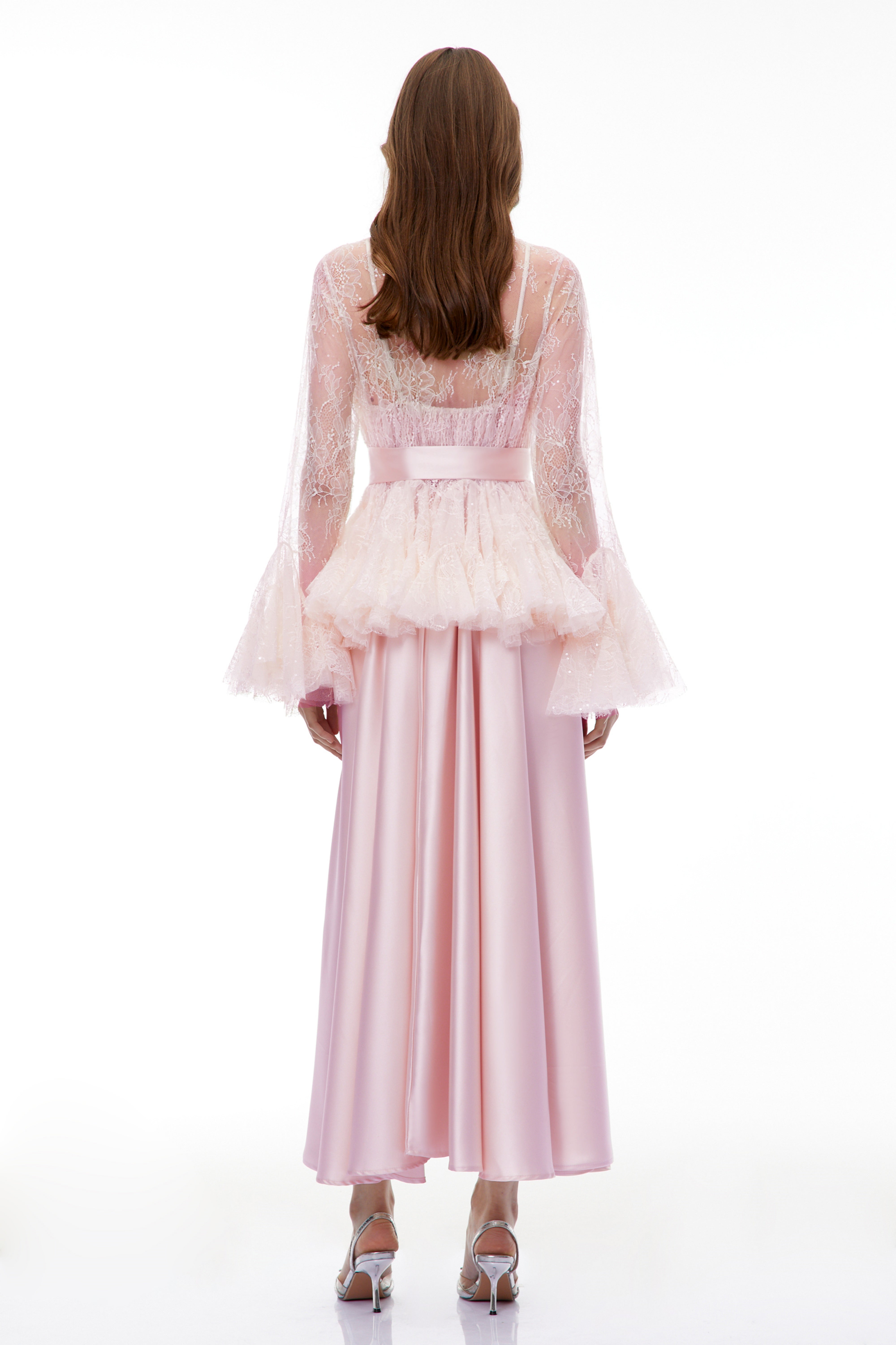 Pink Semi-Sheer Blouse & Dress Set