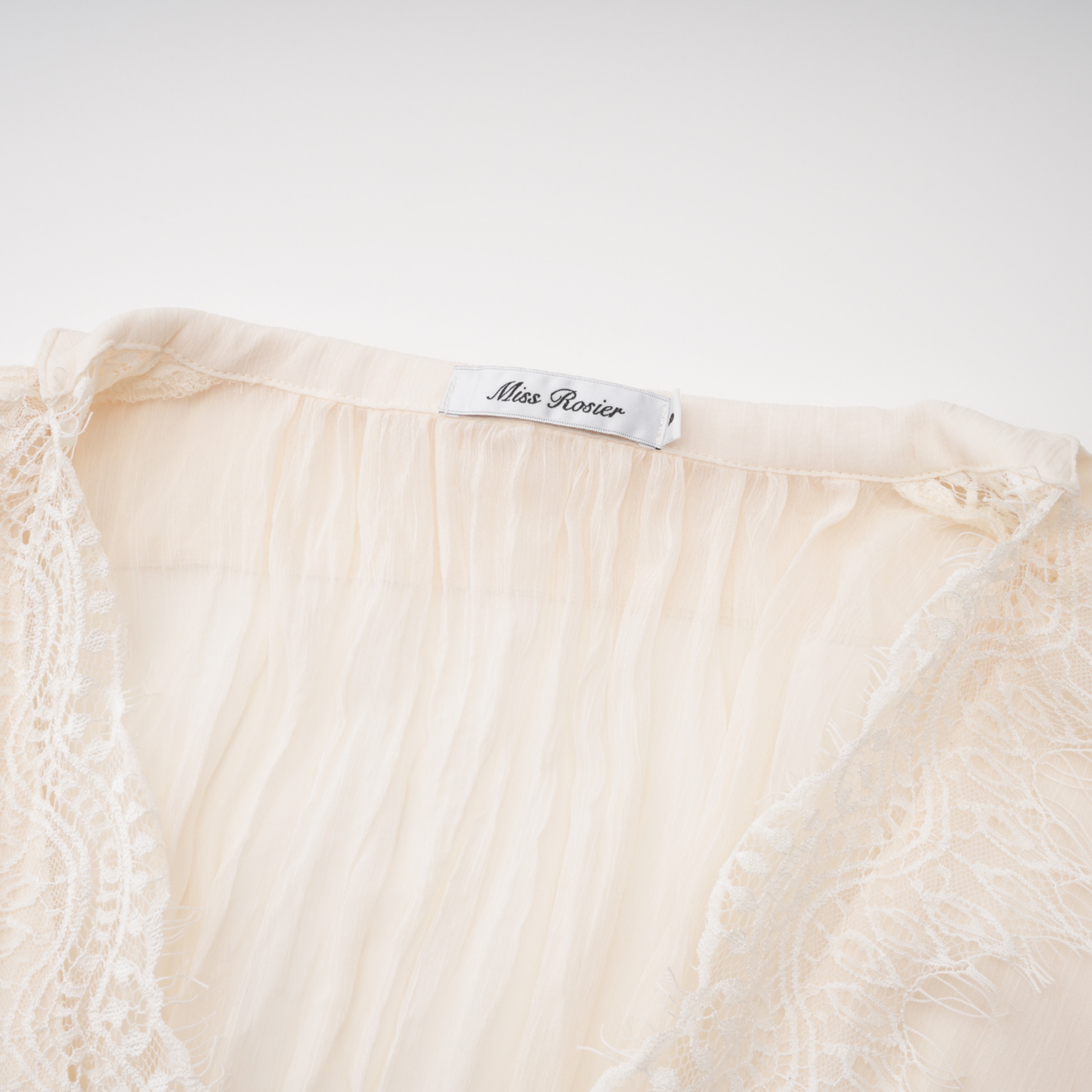 Fernanda Cream Ruched Mini Dress with Lace Trim