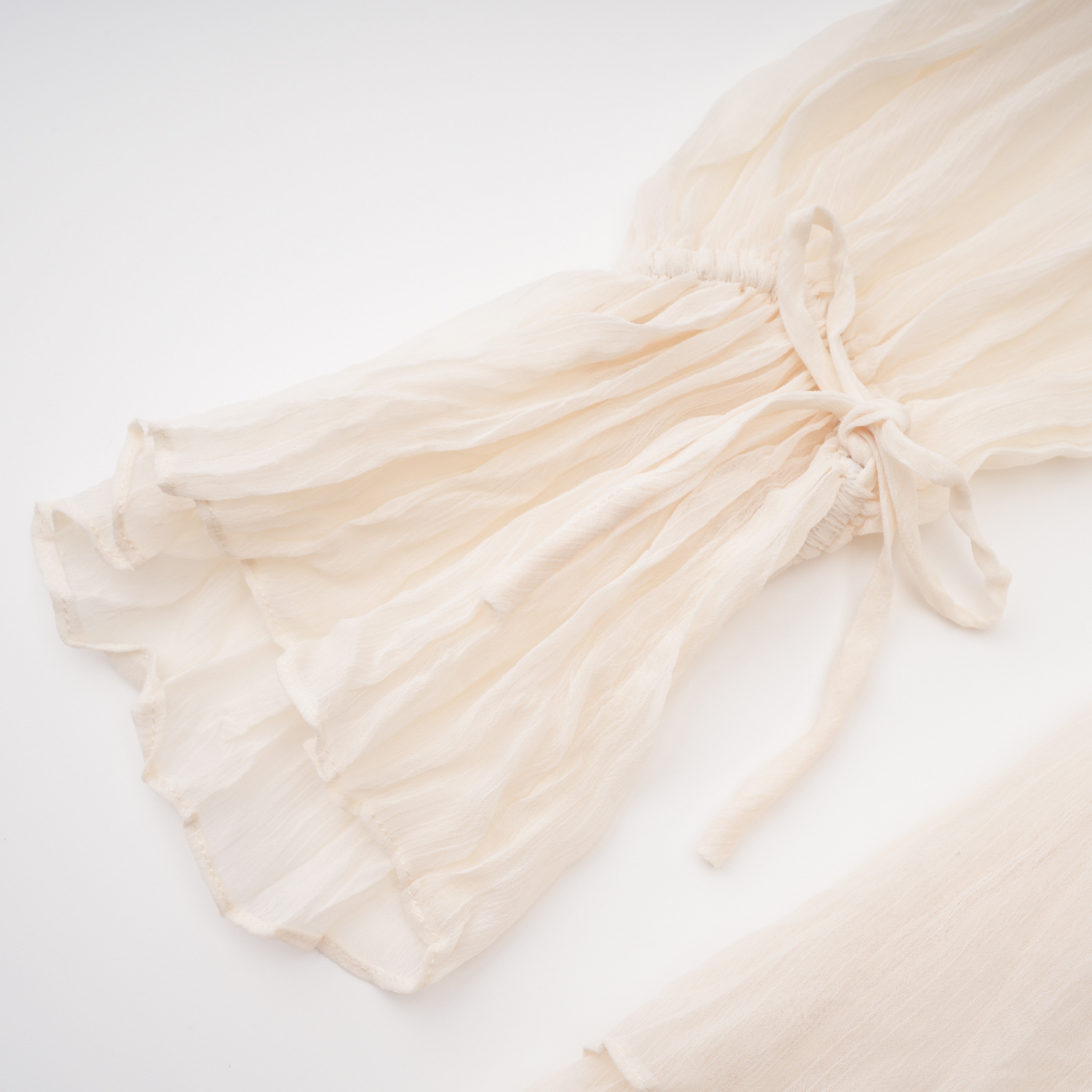 Fernanda Cream Ruched Mini Dress with Lace Trim