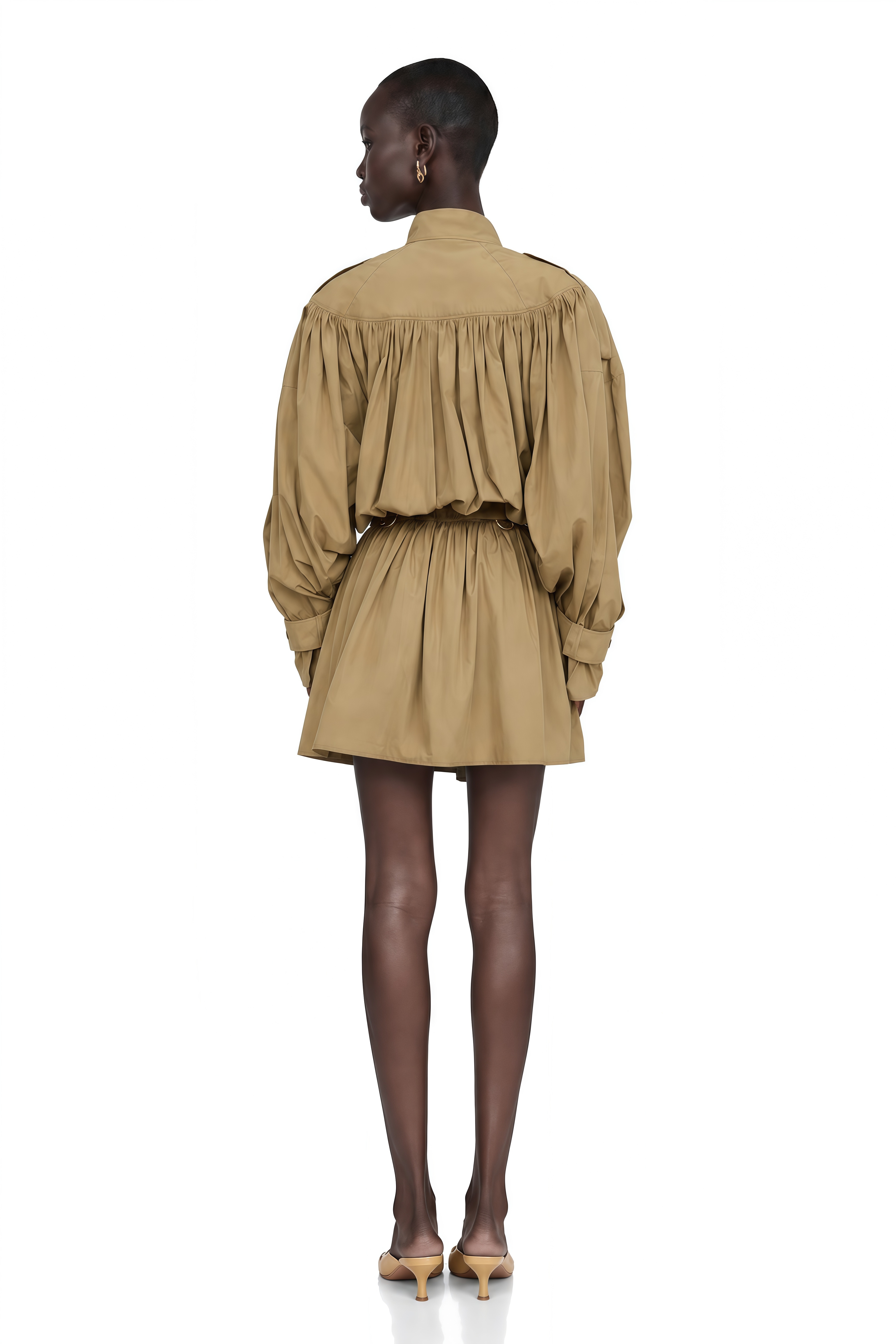 Ffion Khaki Ruffle Cropped Jacket & Mini Skirt Set
