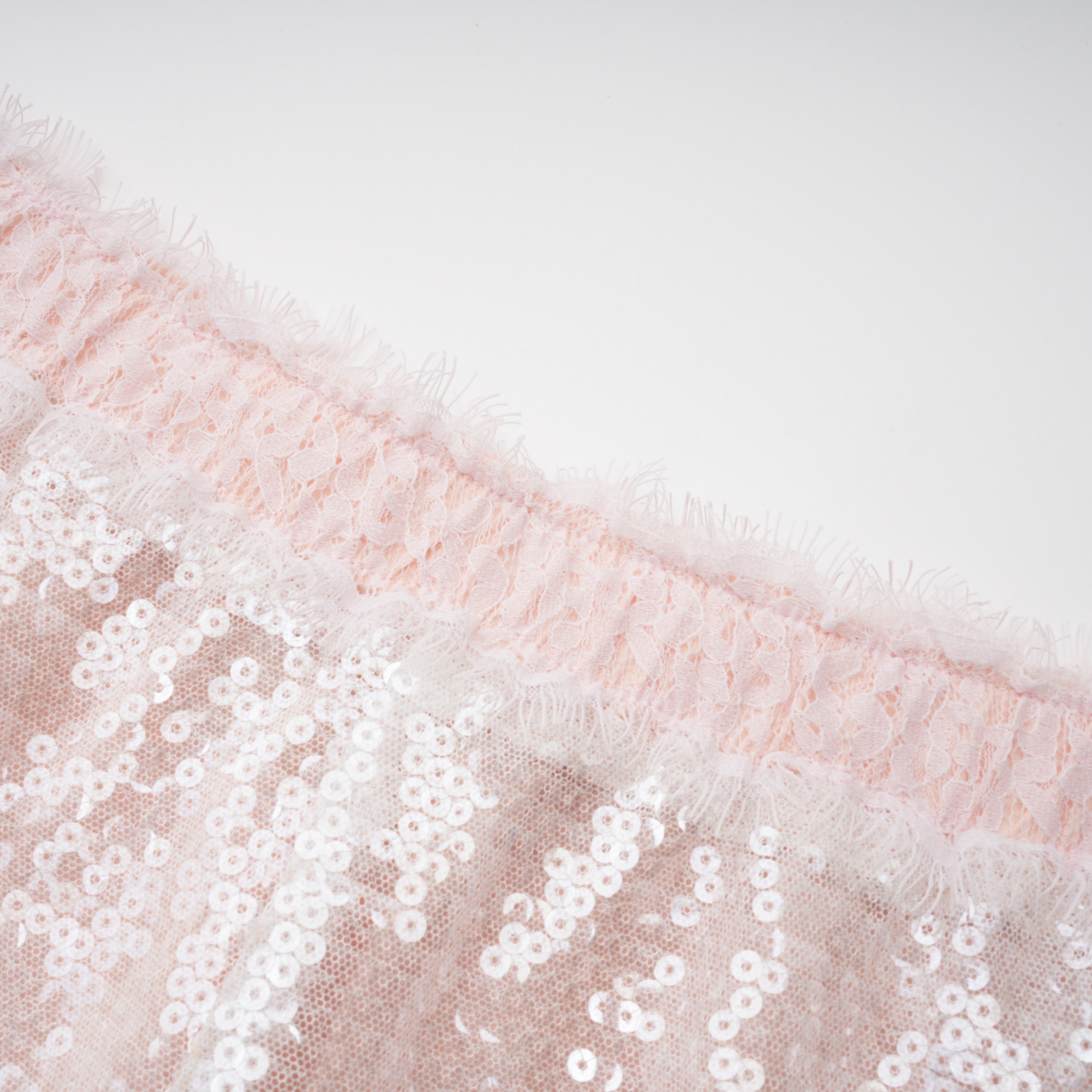 Fiona Neutral Sequin Top & Shorts Set with Lace Trim