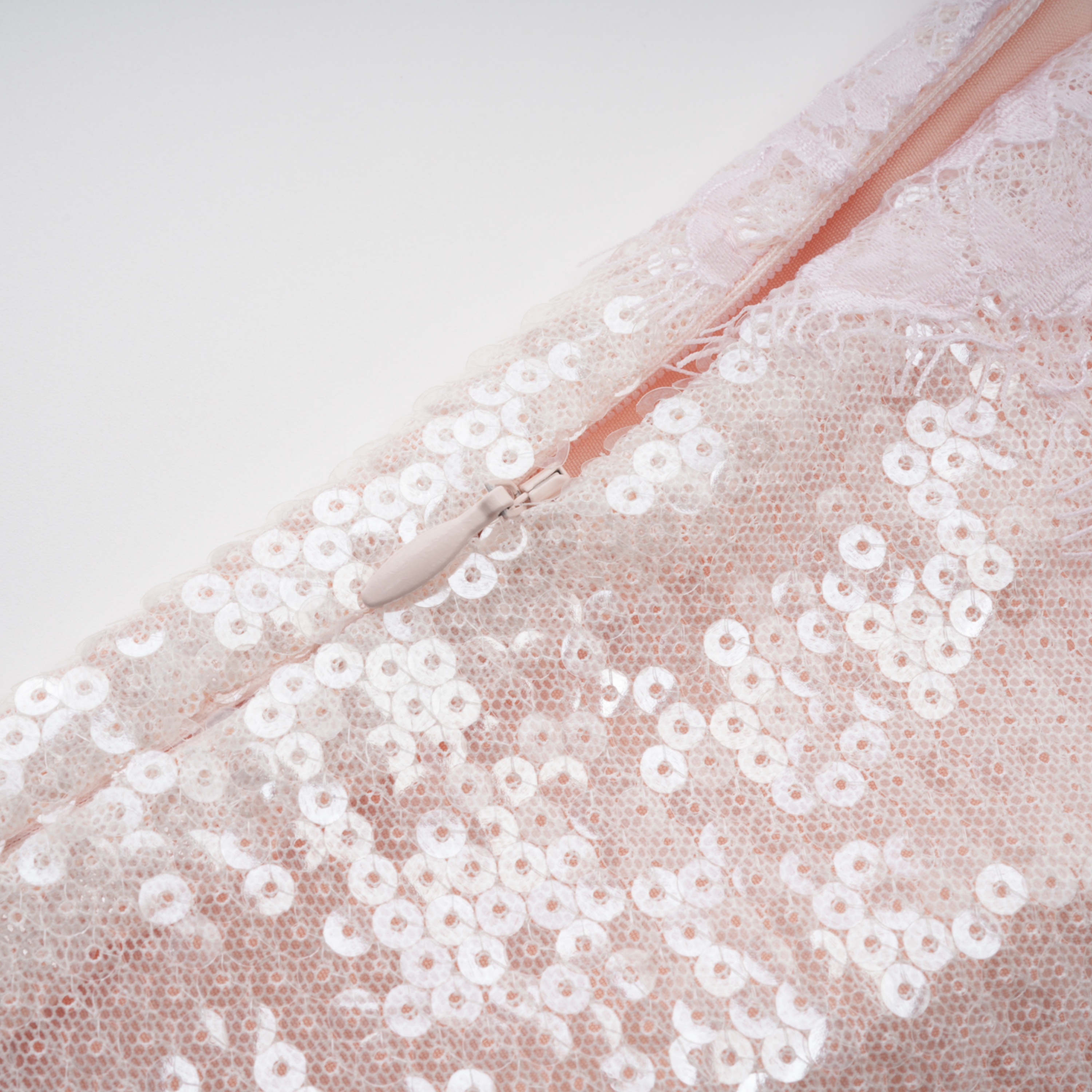Fiona Neutral Sequin Top & Shorts Set with Lace Trim