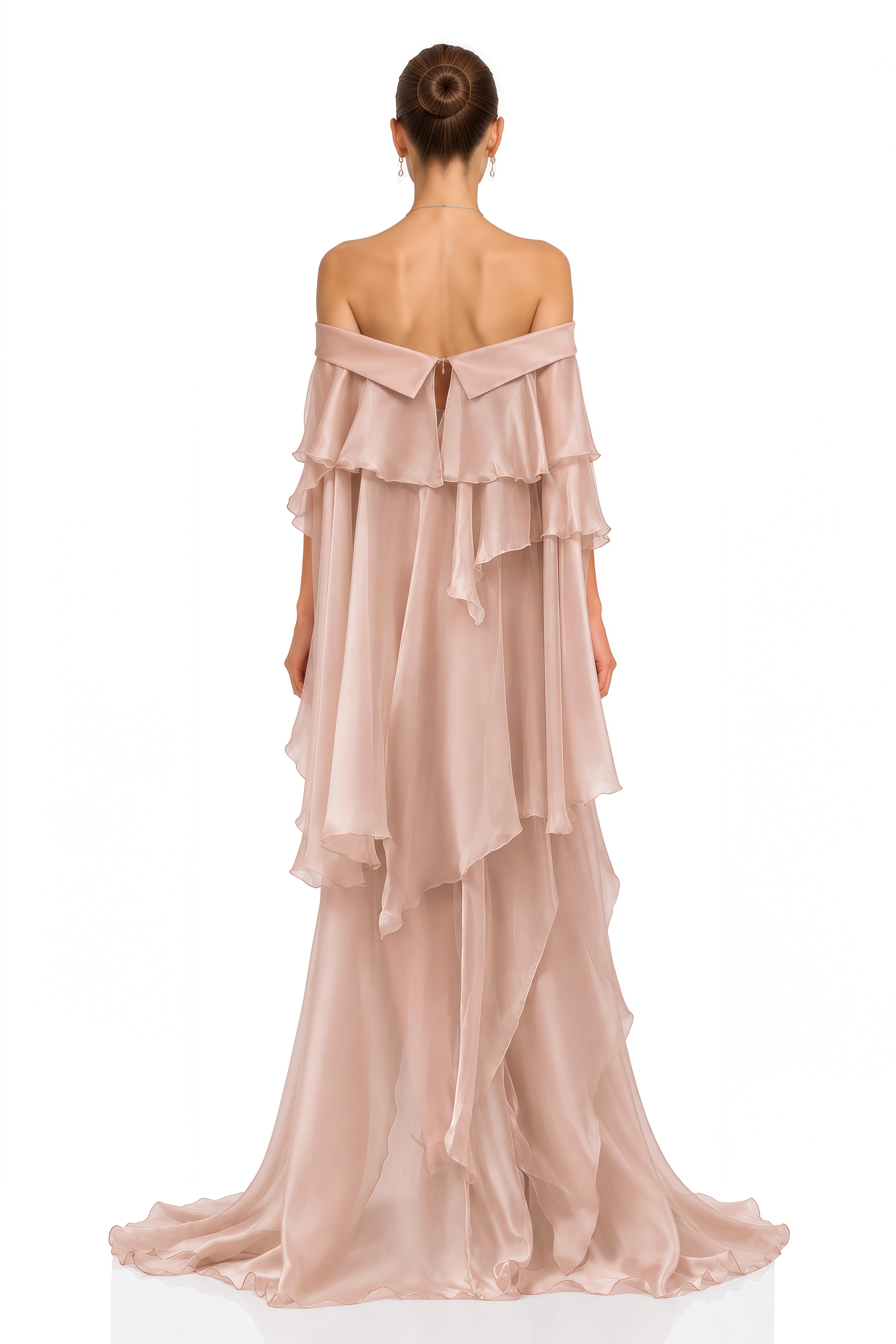 Floriana Blush Pink 3D Floral Ruffle Maxi Dress