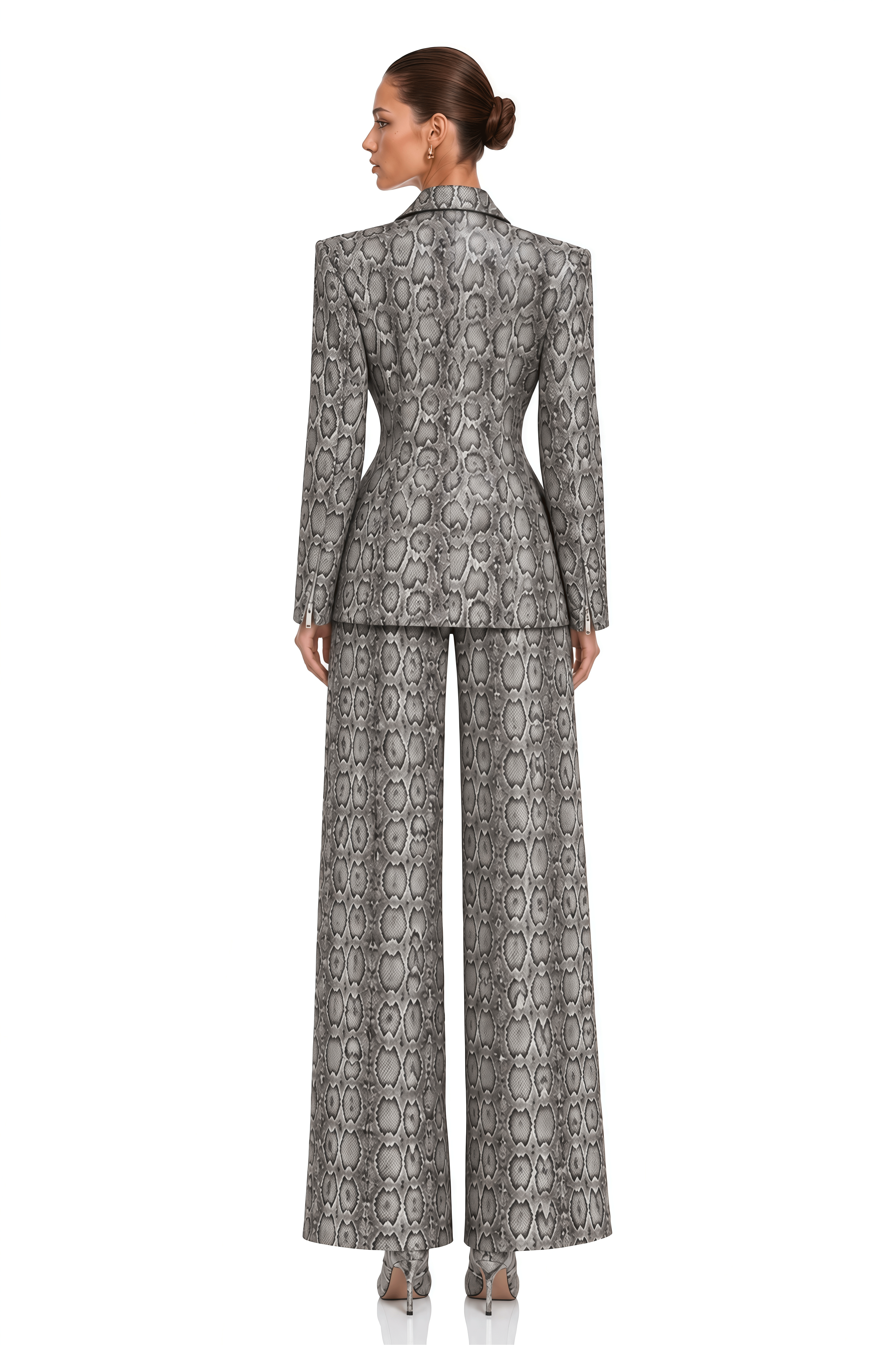 Floriana Grey Python Print Structured Jacket