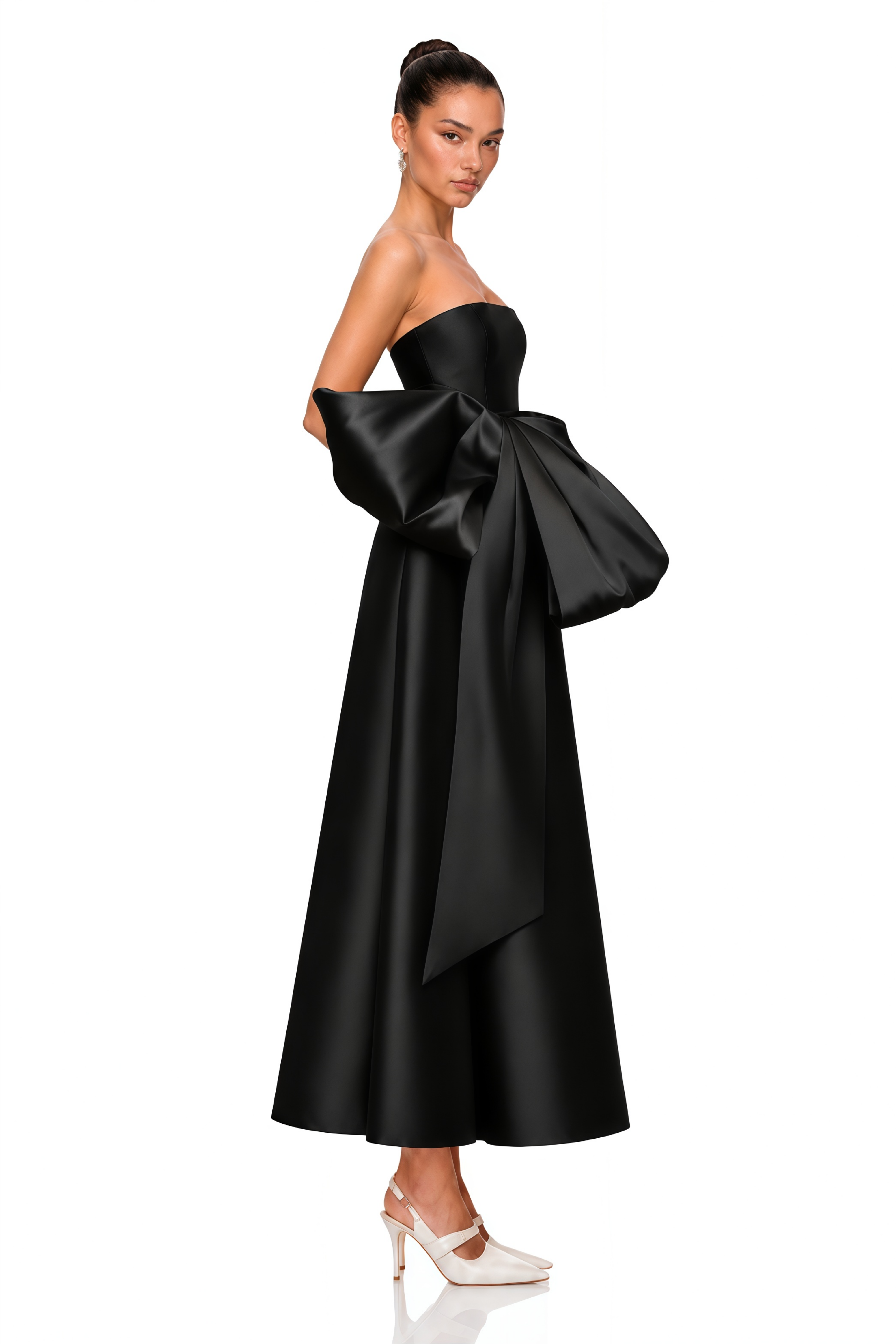Frankie Black Strapless Oversized Bow Maxi Dress
